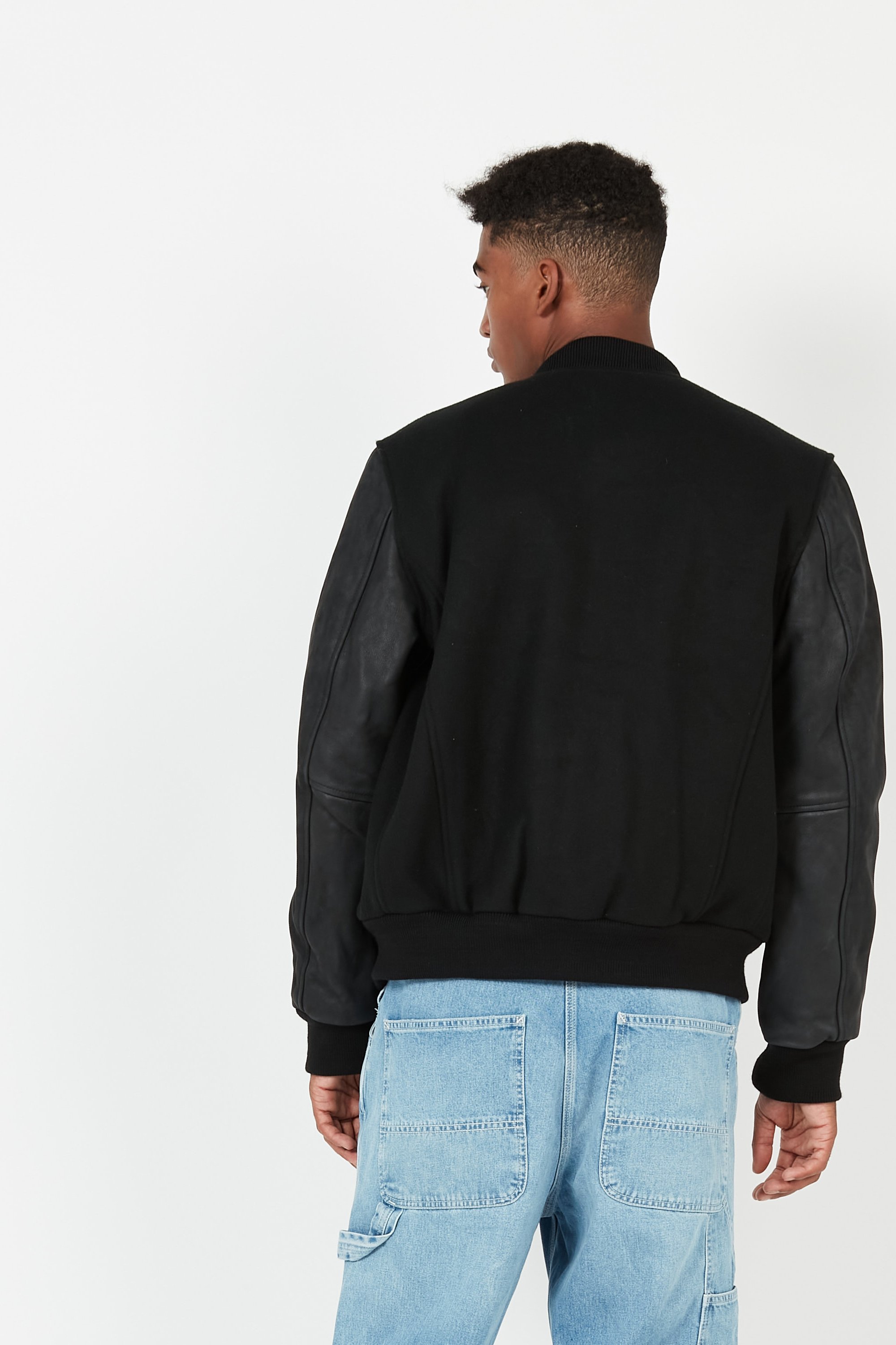 Regular-fit wool blend bomber | Black SCHOTT Men