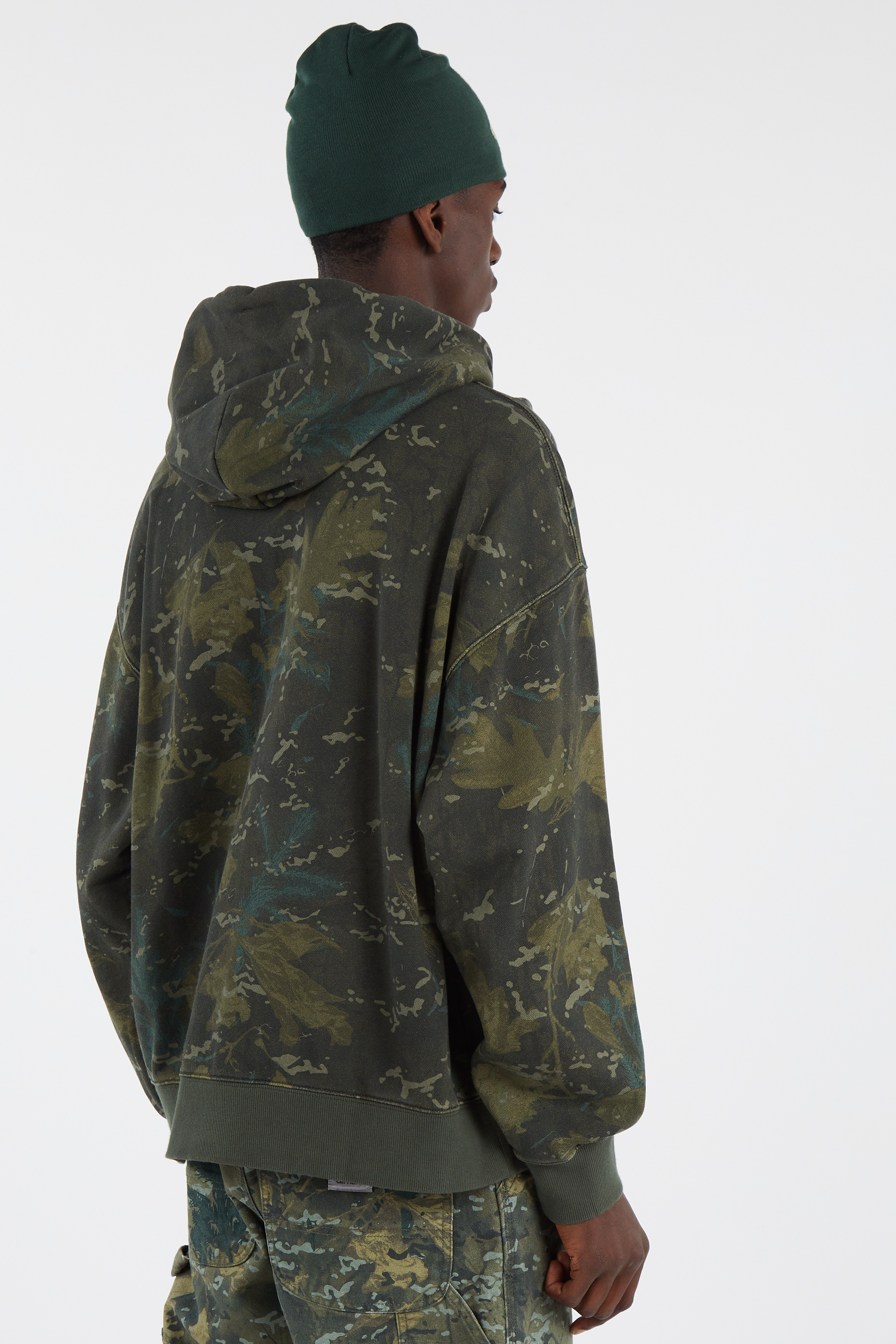 Regular-fit zip-up cotton-blend hoodie with Pony Player Green