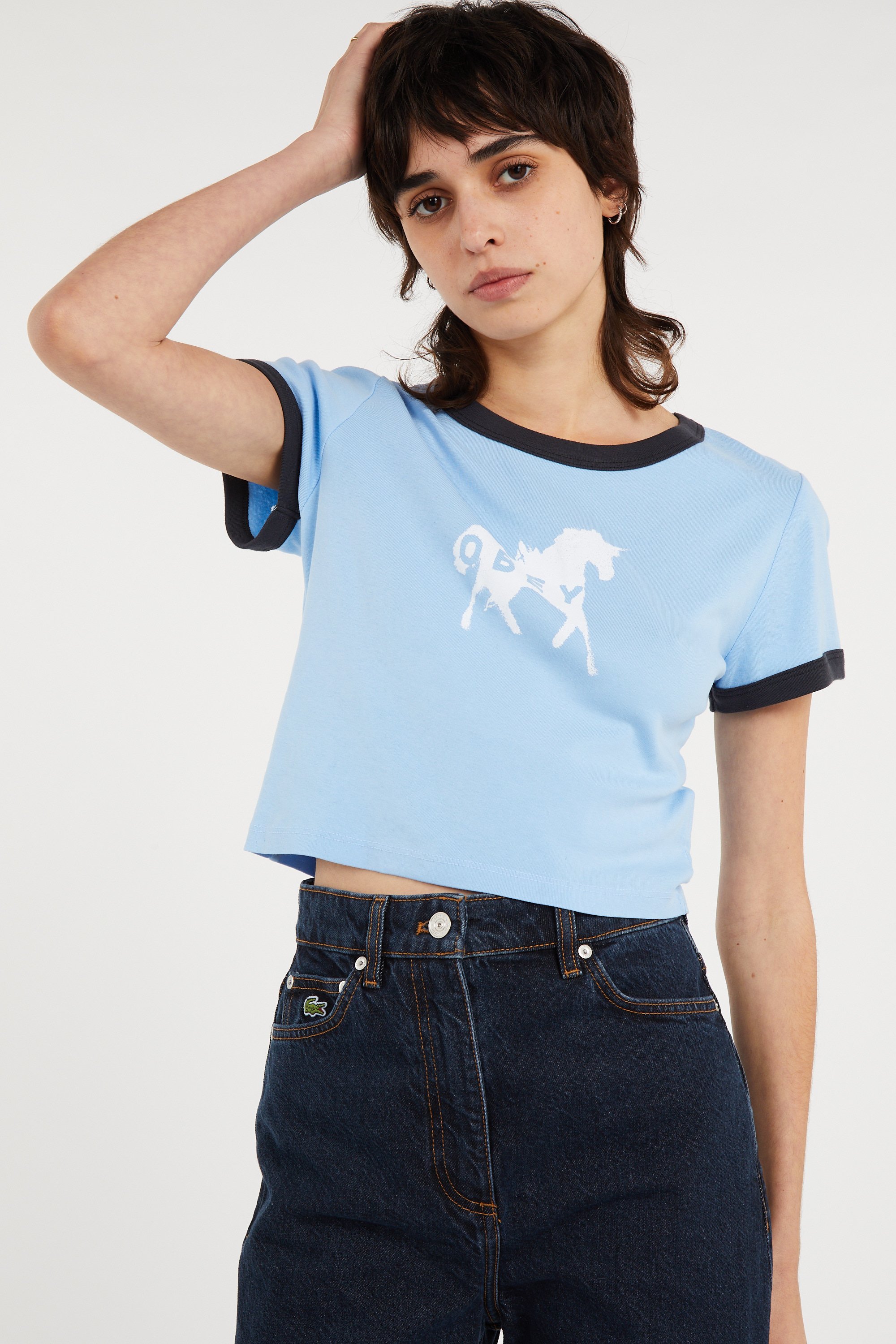 Regular-fit round-neck cotton T-shirt | Blue OBEY Women