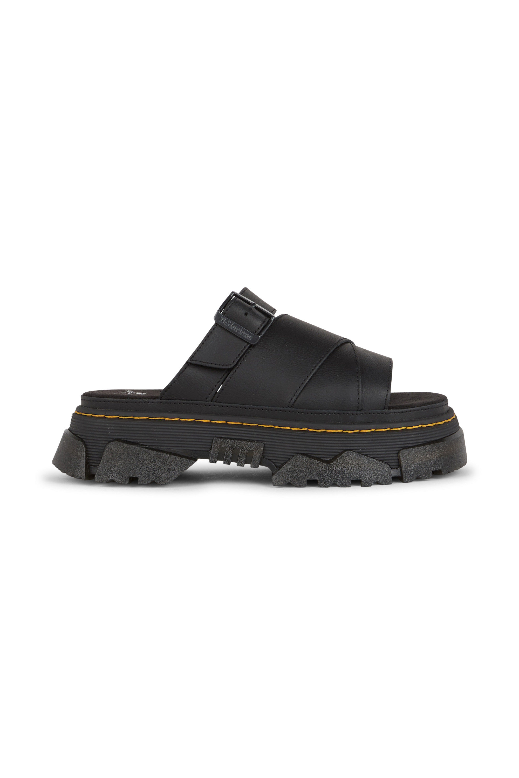 Flat furry sheepskin sandals Black