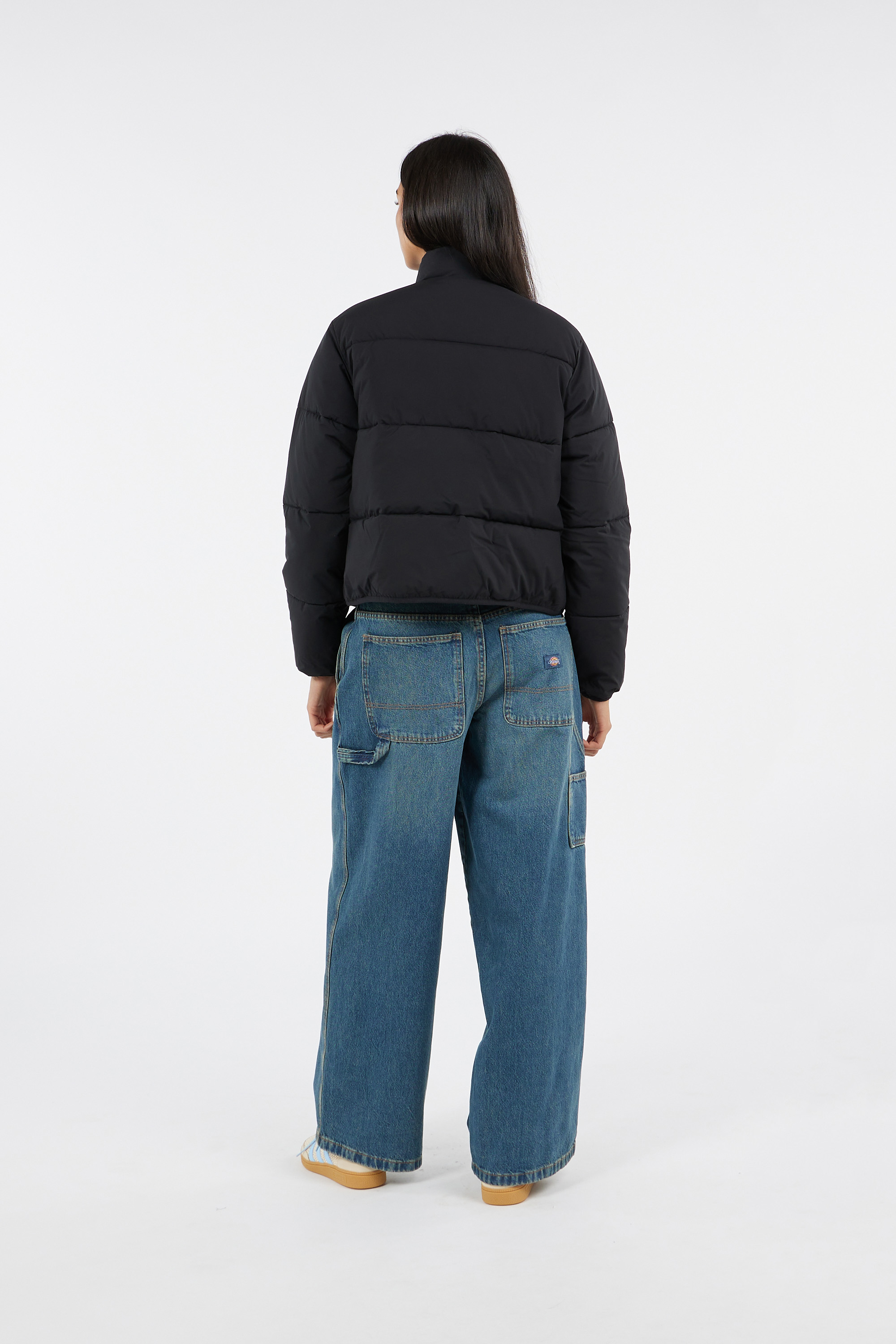 Lightweight quilted padded jacket with high neck Black