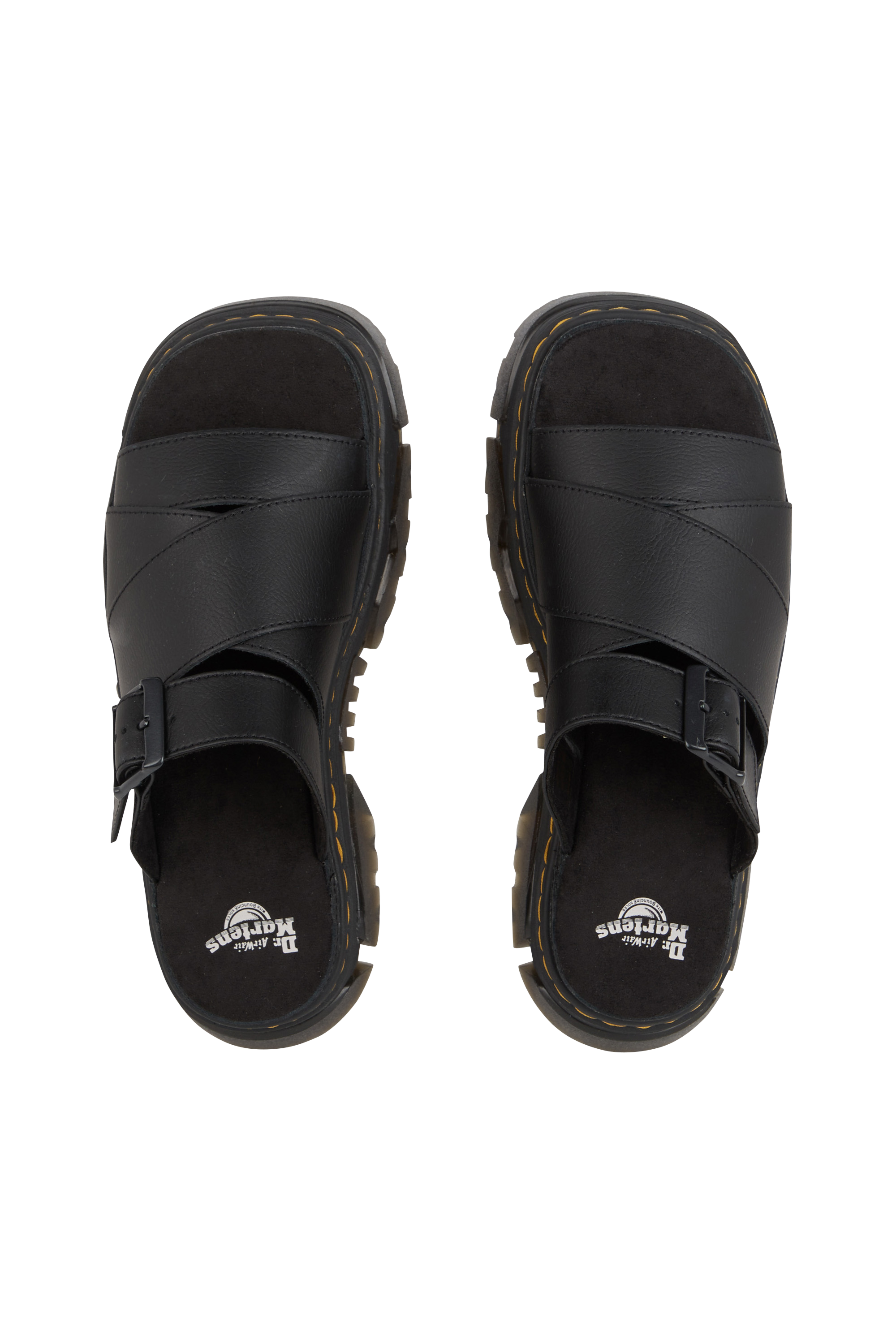 Flat furry sheepskin sandals Black
