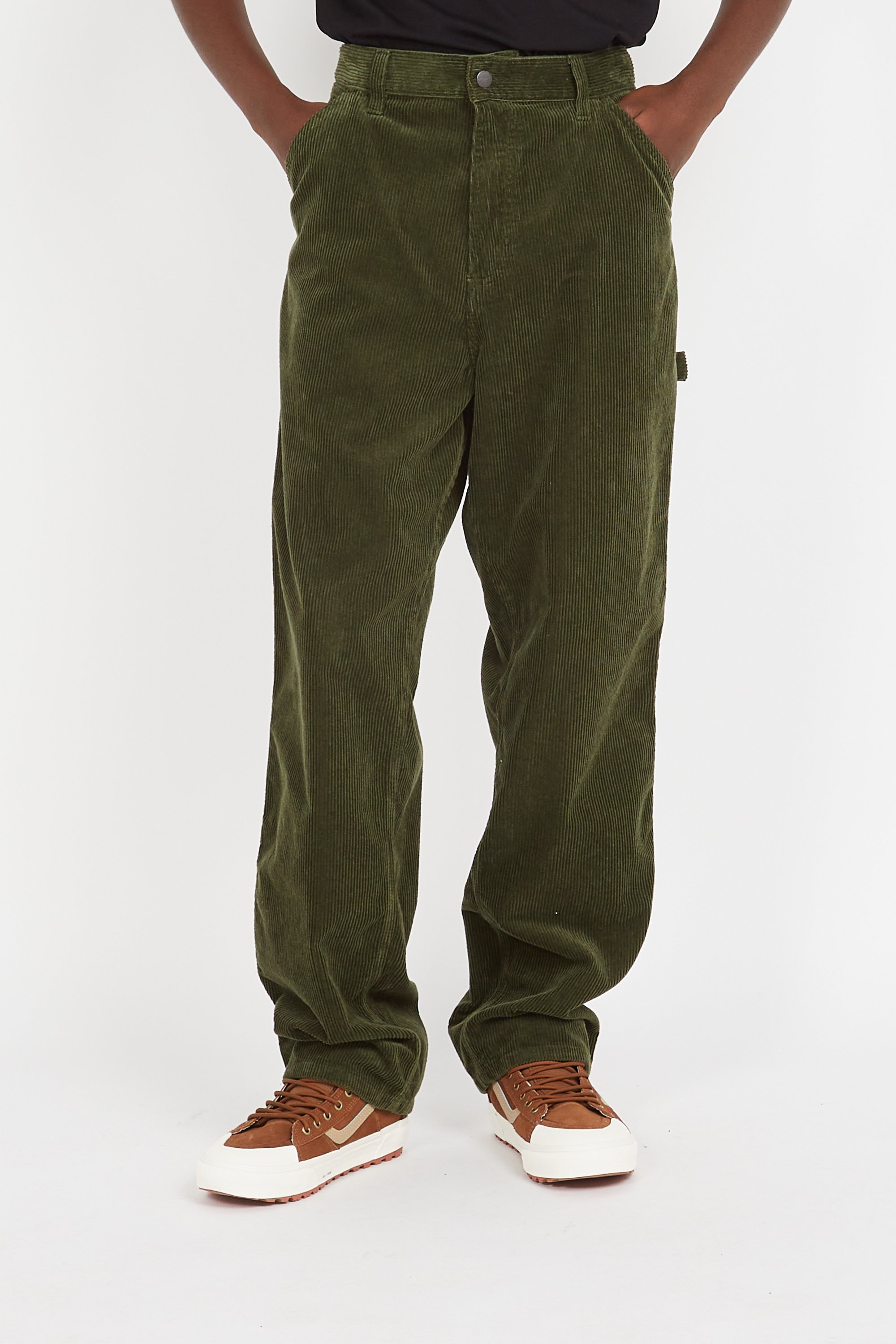 Straight velour trousers Khaki