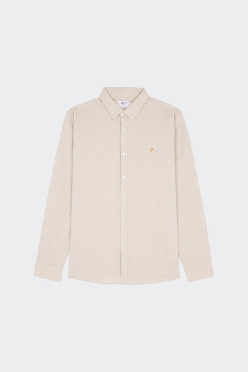 FARAH Chemise col américain slim-fit en coton biologique Beige