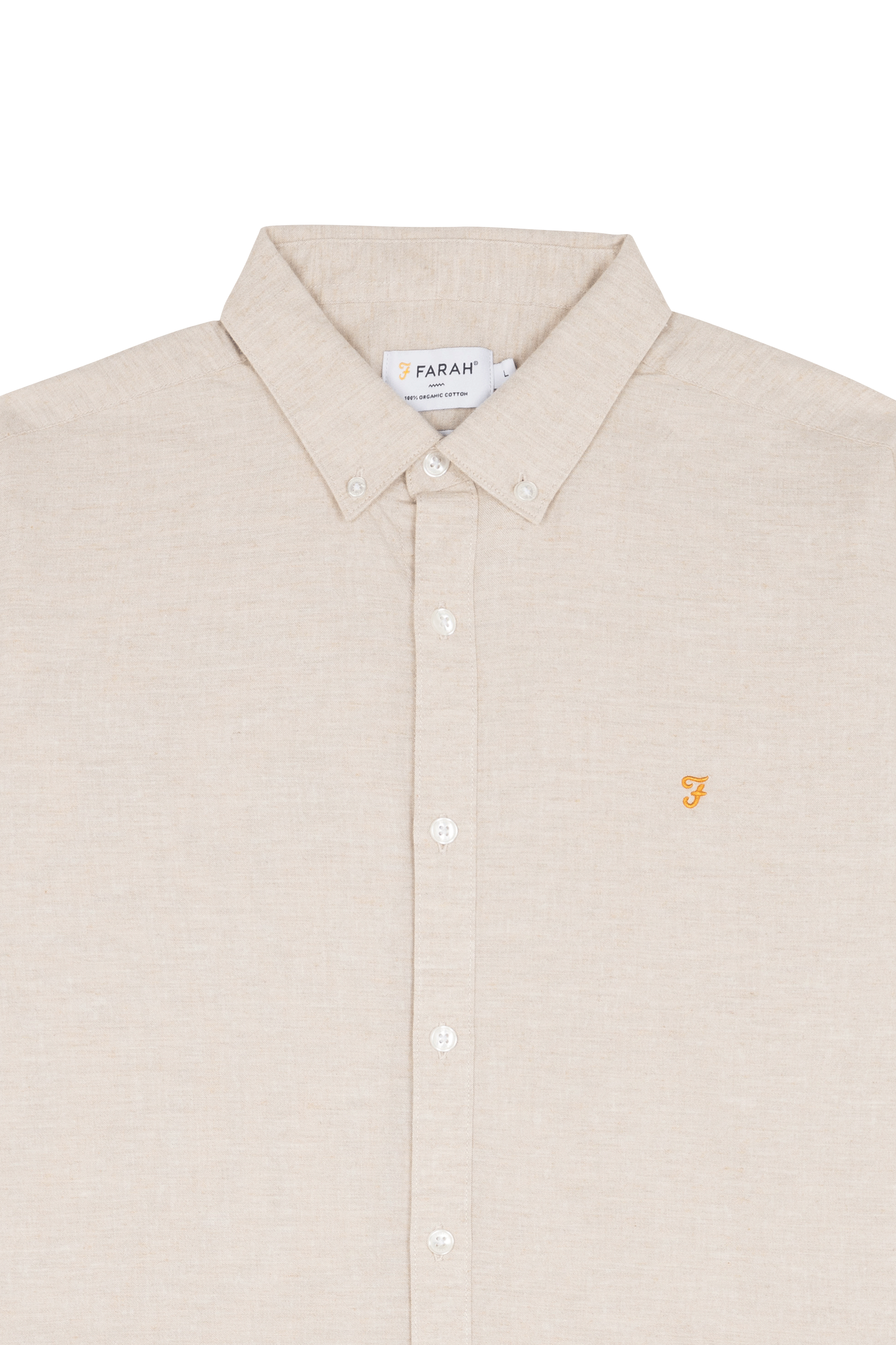 Chemise col américain slim-fit en coton biologique FARAH Beige