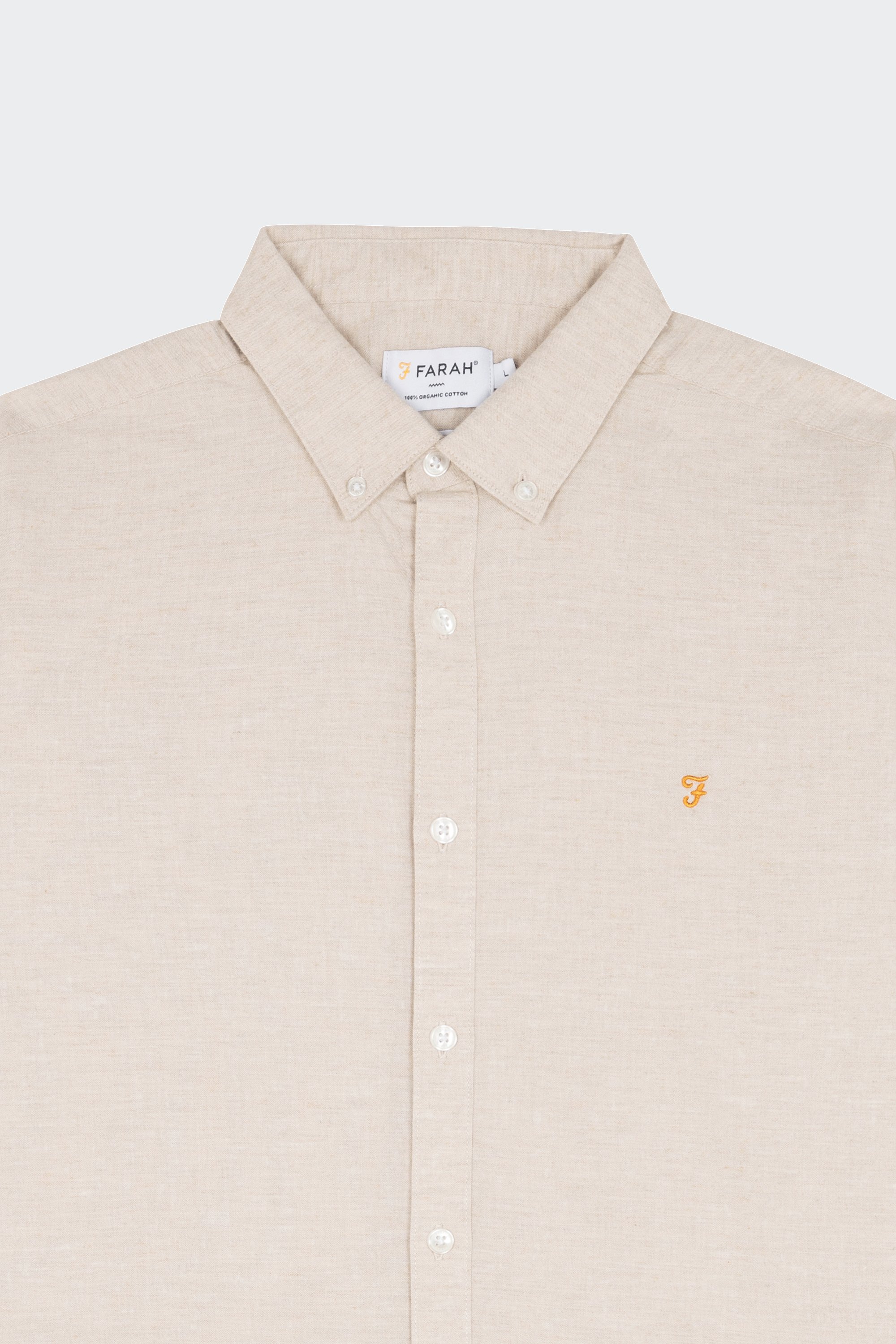 Chemise col américain slim-fit en coton biologique | Beige by FARAH Chemise col américain slim-fit en coton biologique Beige