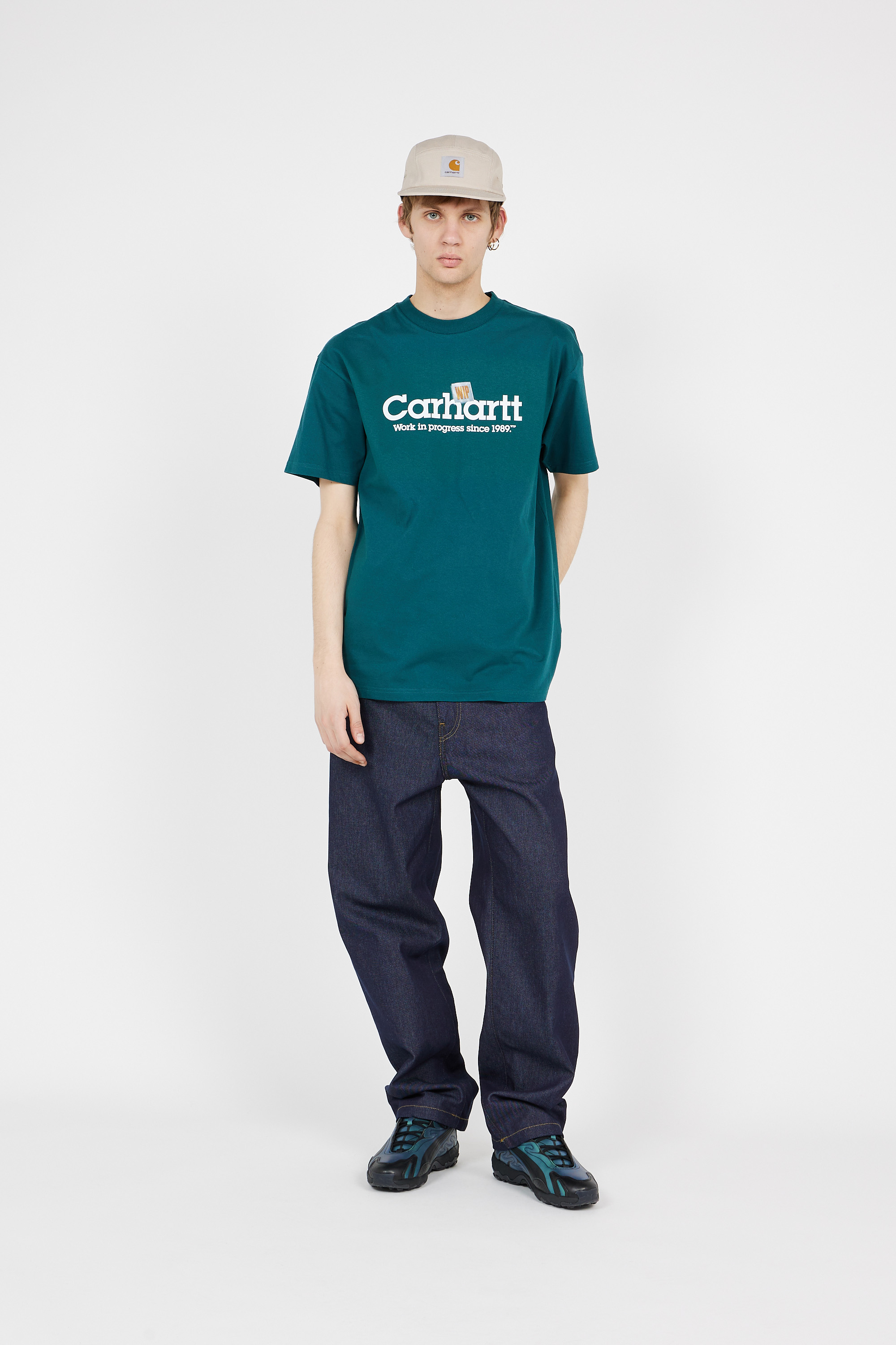 Regular-fit round-neck cotton T-shirt Green