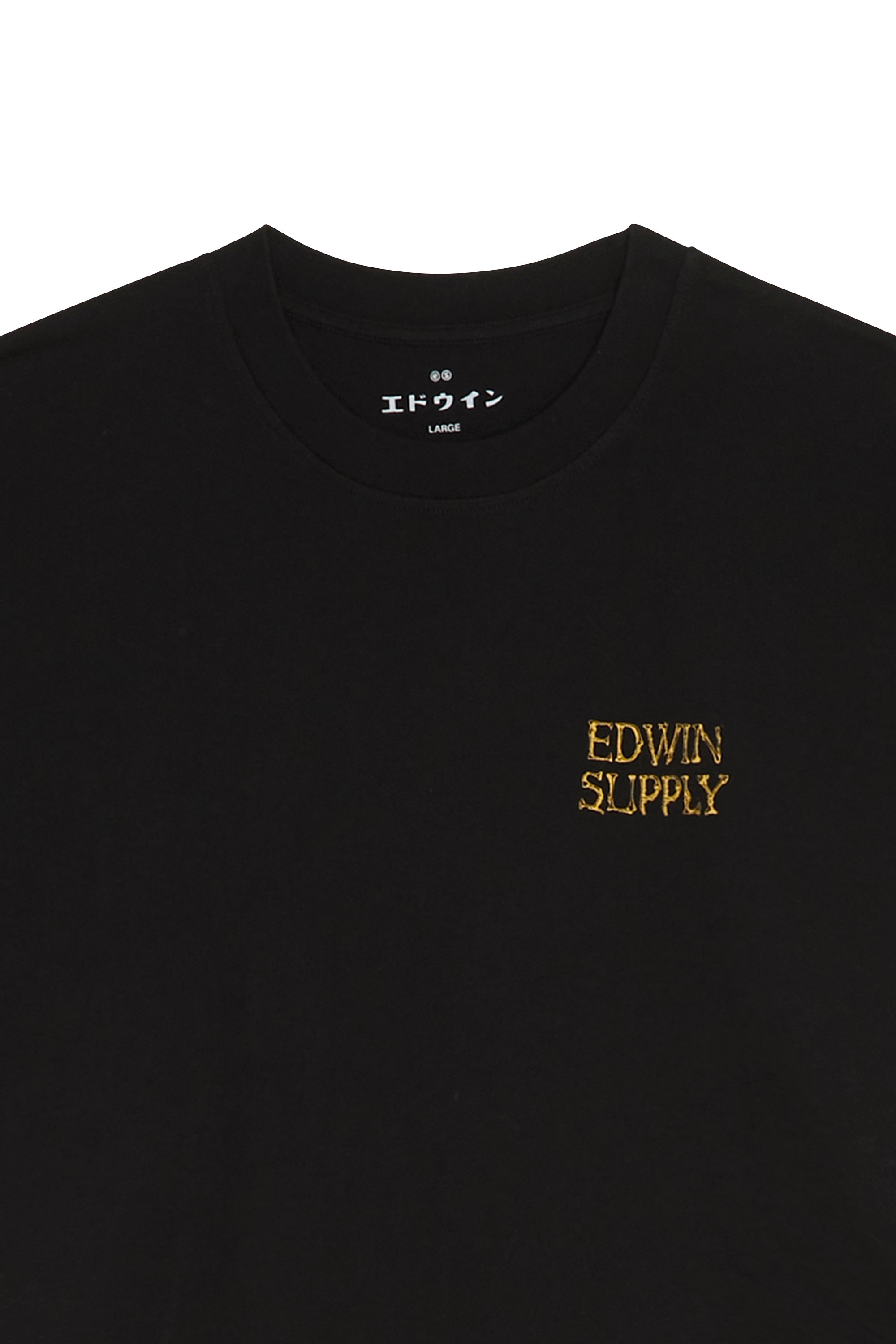 Regular-fit round-neck cotton T-shirt | Black EDWIN Men