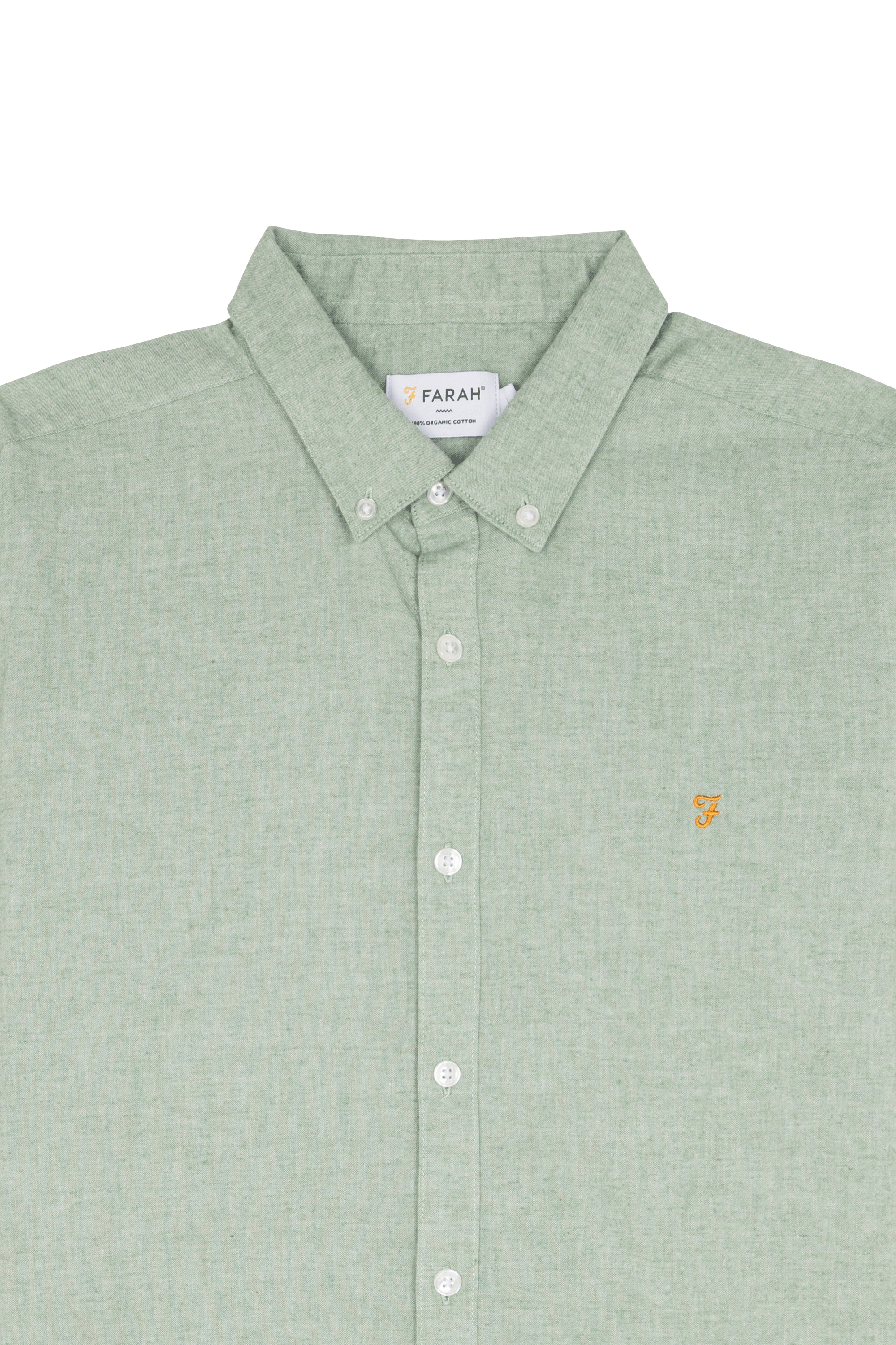 Chemise col américain slim-fit en coton biologique Vert