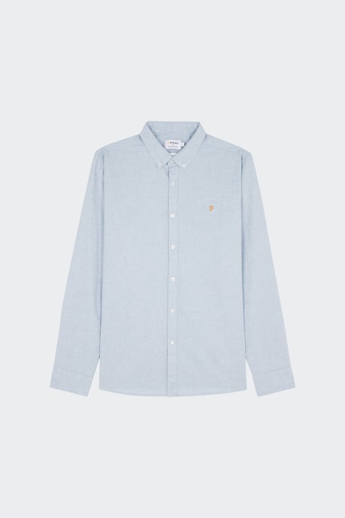FARAH Chemise col américain slim-fit en coton biologique Bleu