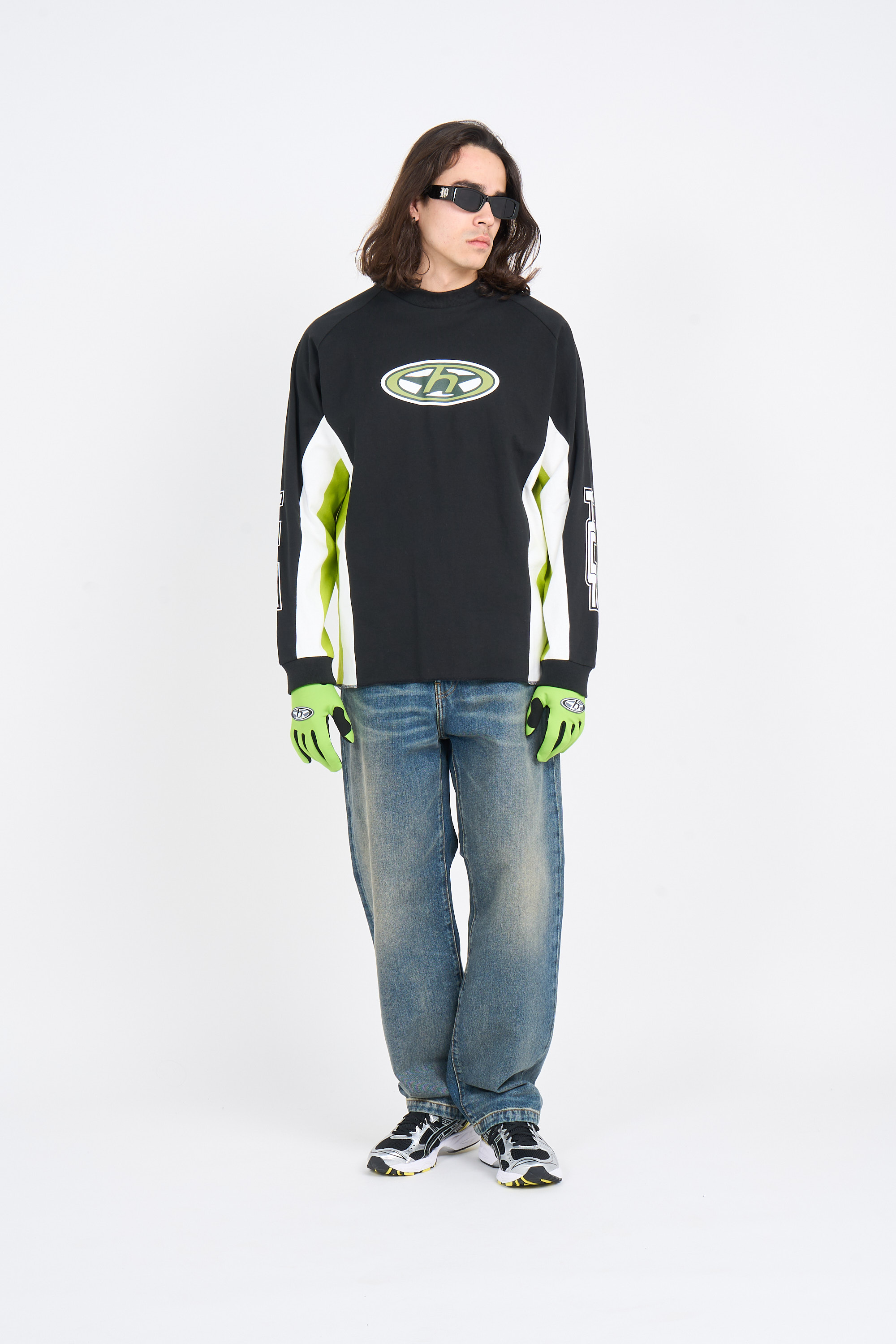 Regular-fit round-neck cotton T-shirt Black