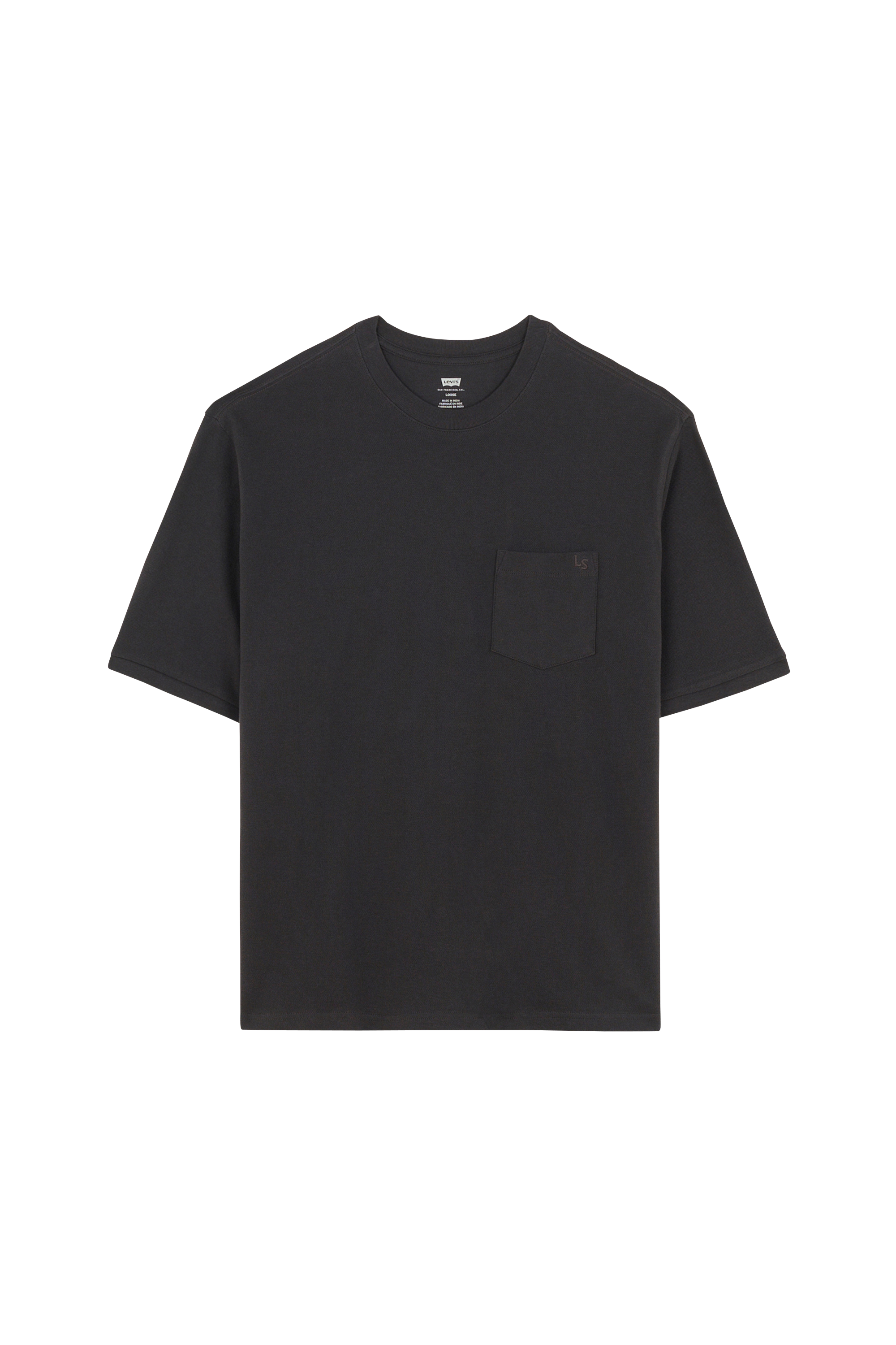 Regular-fit round-neck cotton T-shirt Black