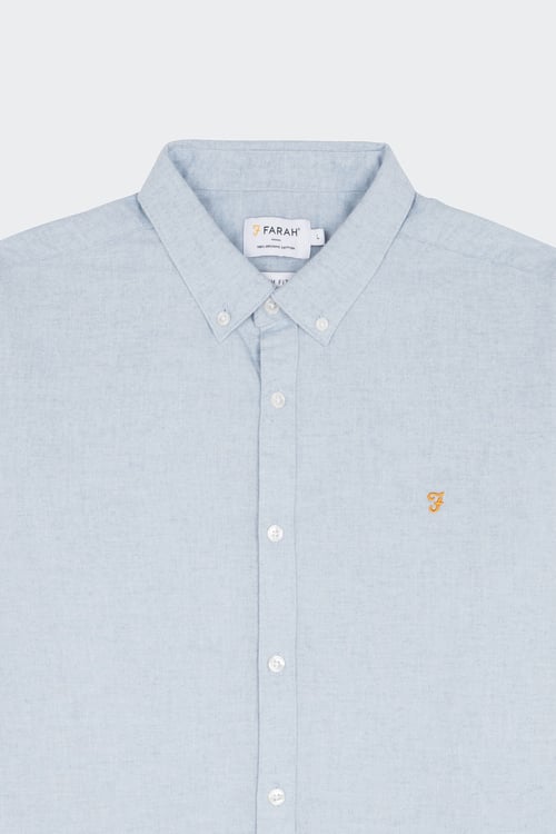 FARAH Chemise col américain slim-fit en coton biologique Bleu