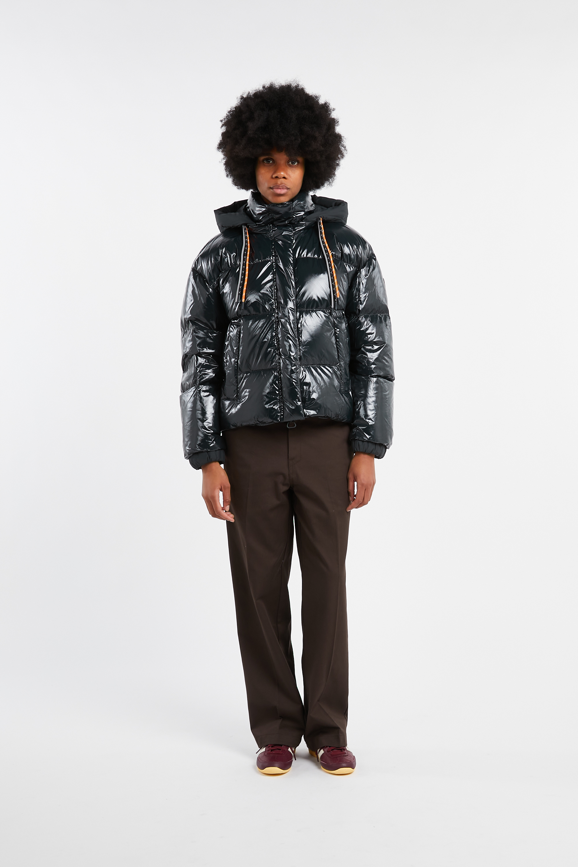 Lightweight quilted padded jacket with high neck Green