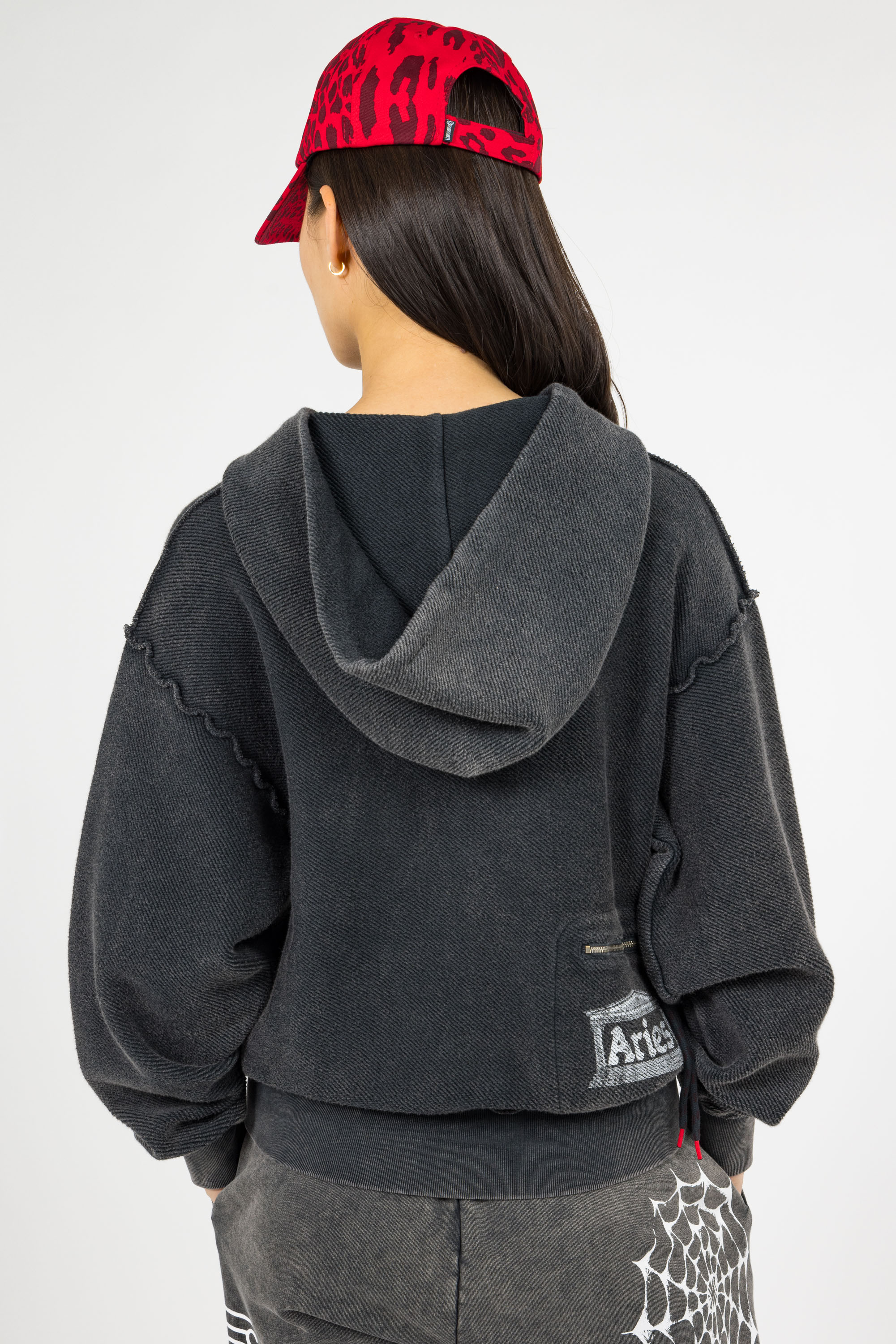 Regular-fit zip-up cotton-blend hoodie with Pony Player Black