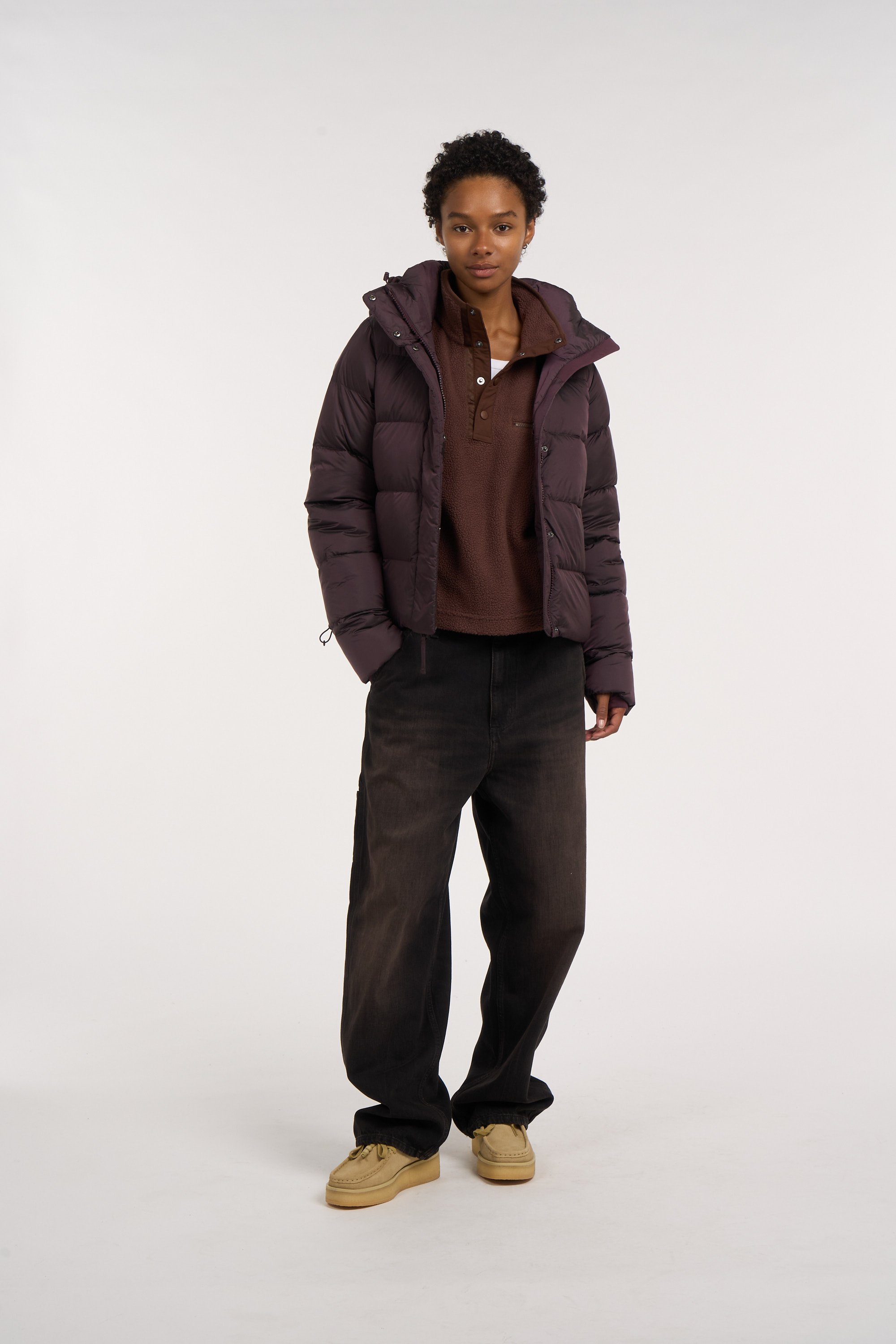Zipped high-neck colorblock padded jacket with hood COLUMBIA Red