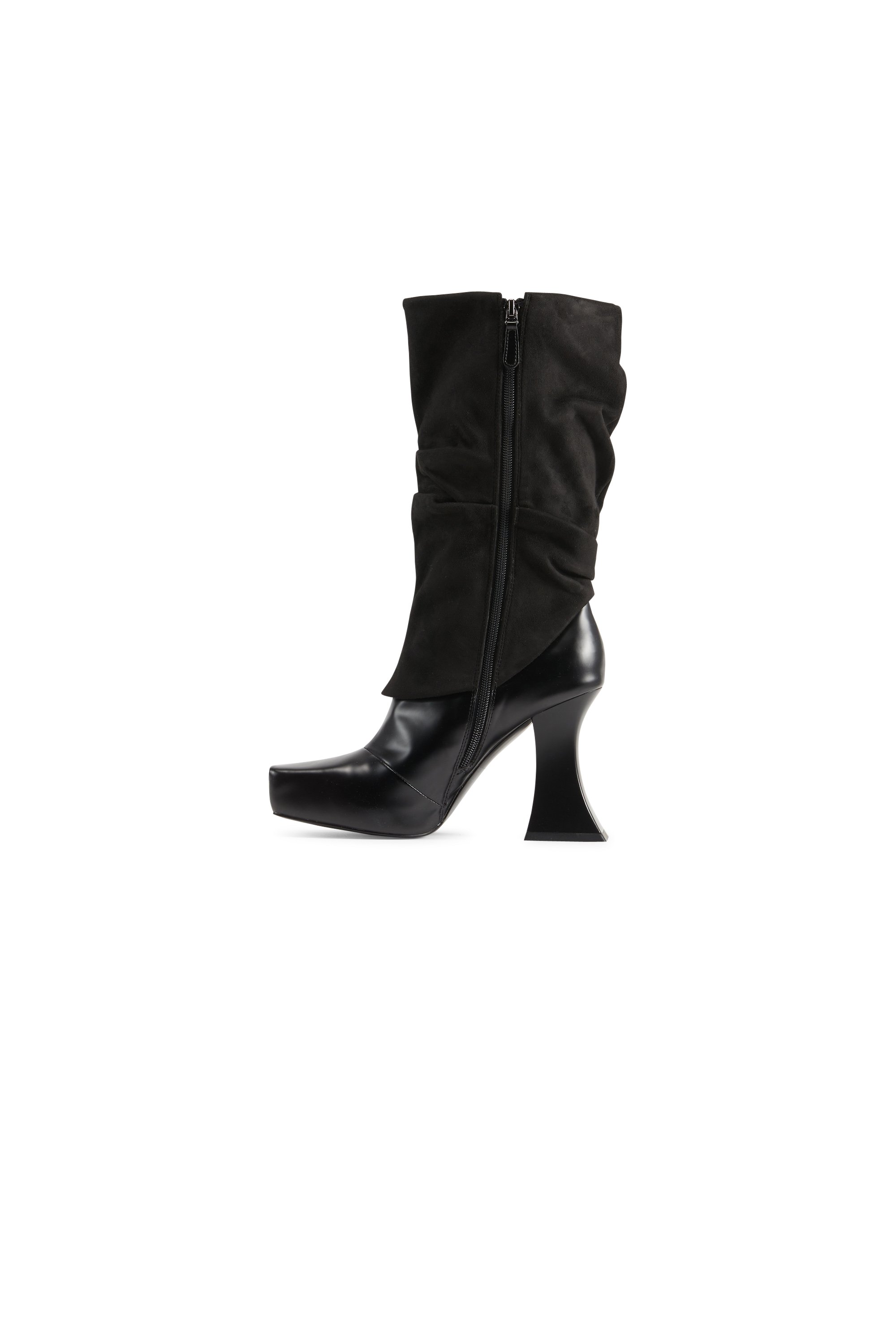 Heeled leather mid-calf boots Black