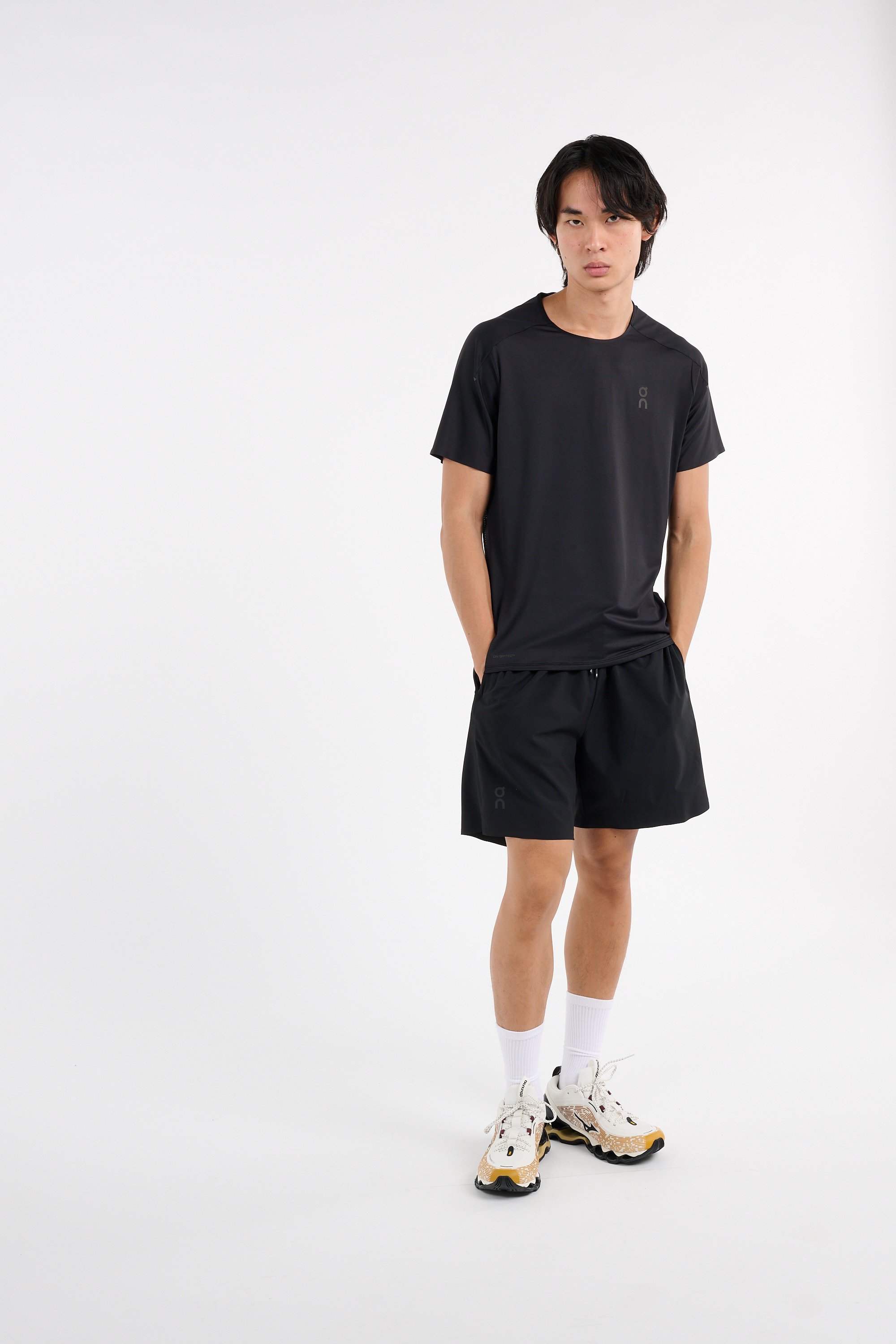Regular-fit round-neck cotton T-shirt ON Black