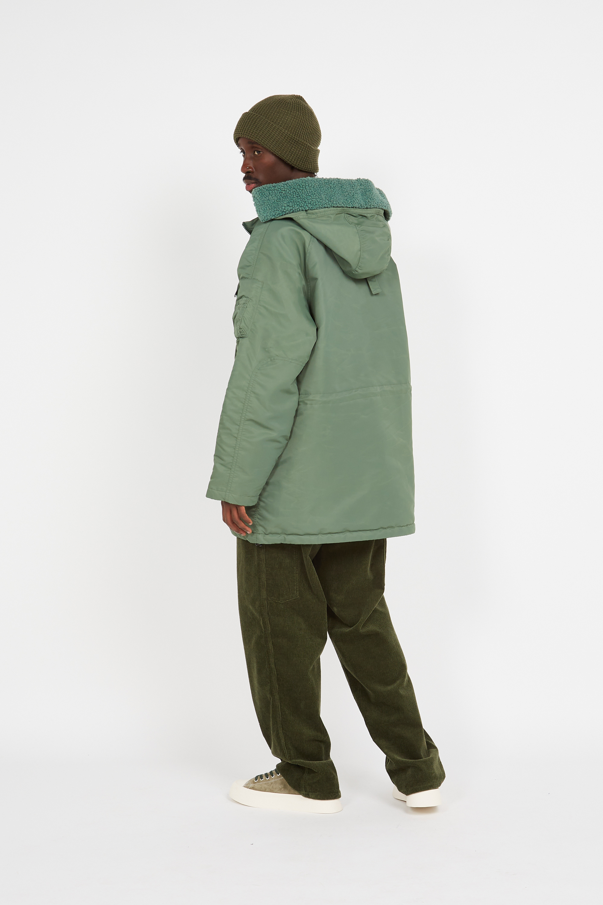 Lightweight quilted padded jacket with high neck Green