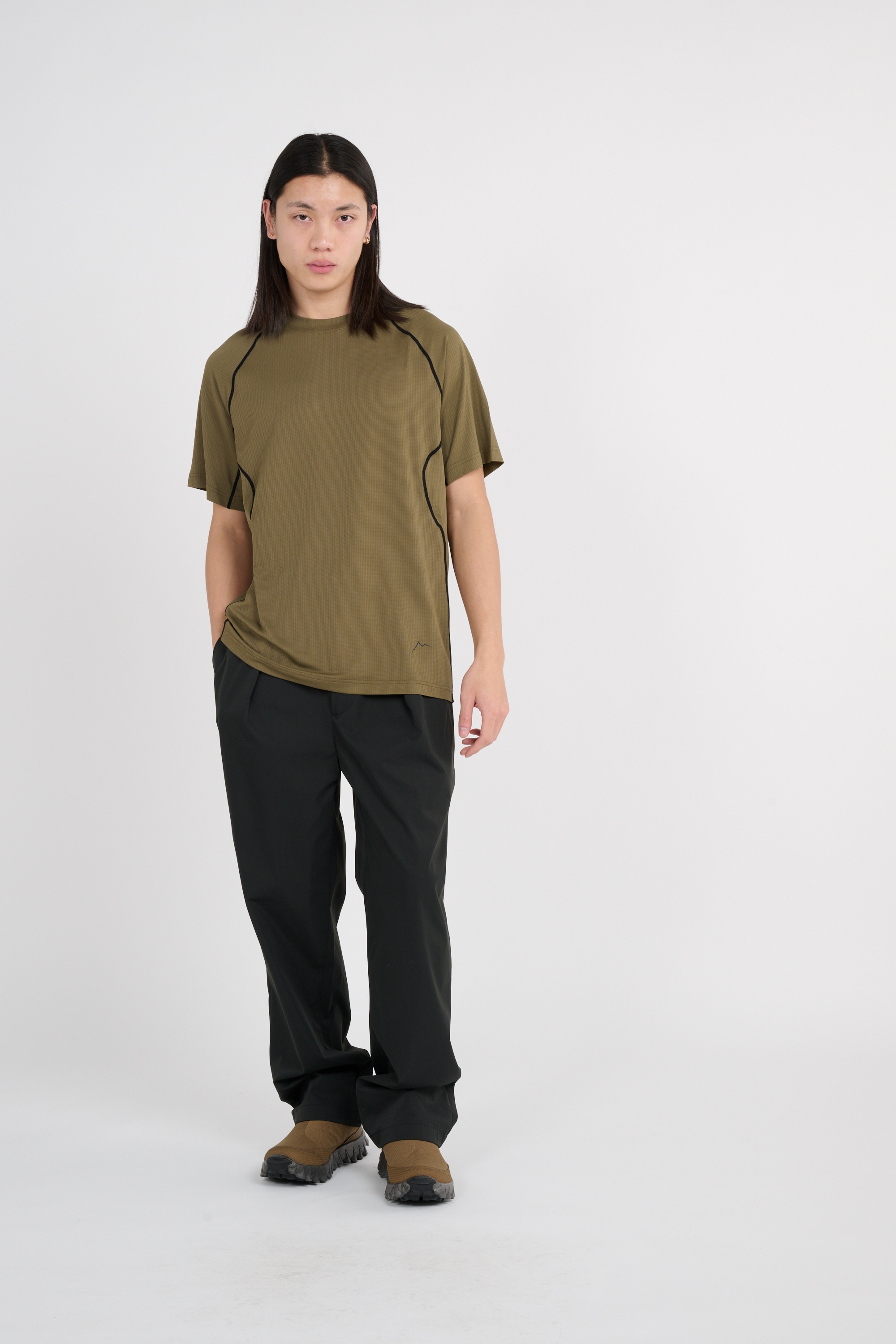 Regular-fit round-neck cotton T-shirt Khaki