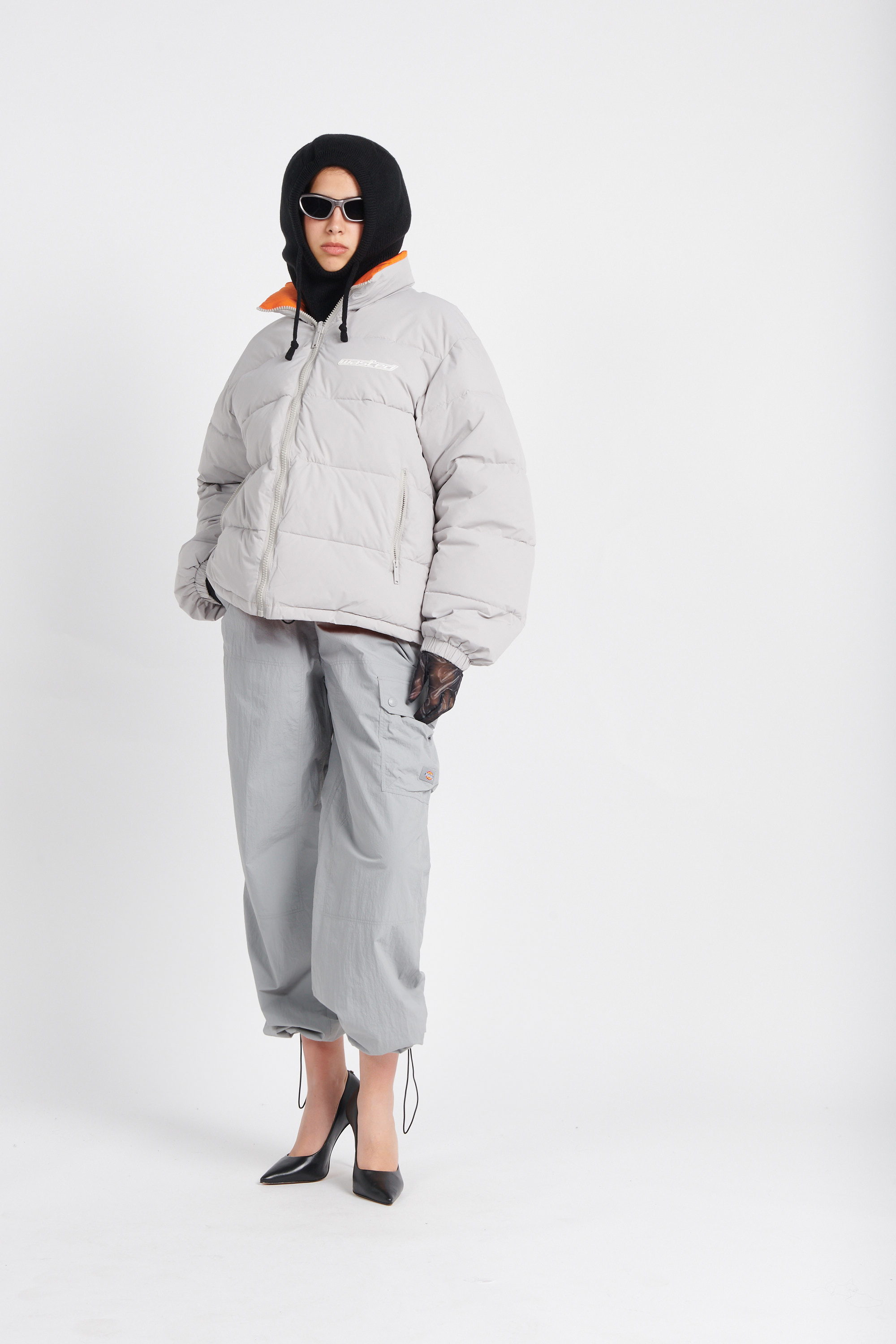 Lightweight quilted padded jacket with high neck Silver