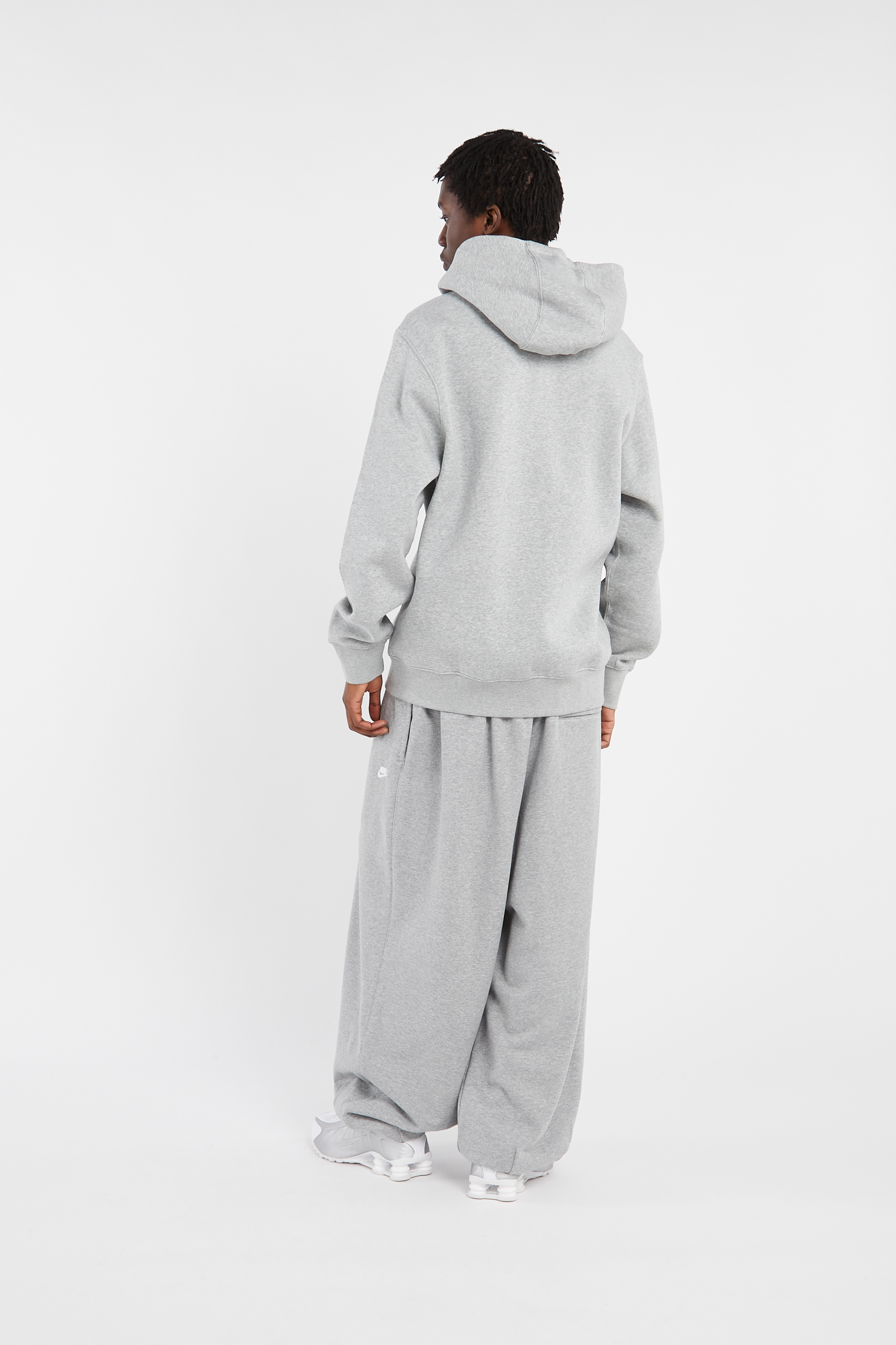 Regular-fit zip-up cotton-blend hoodie with Pony Player Grey