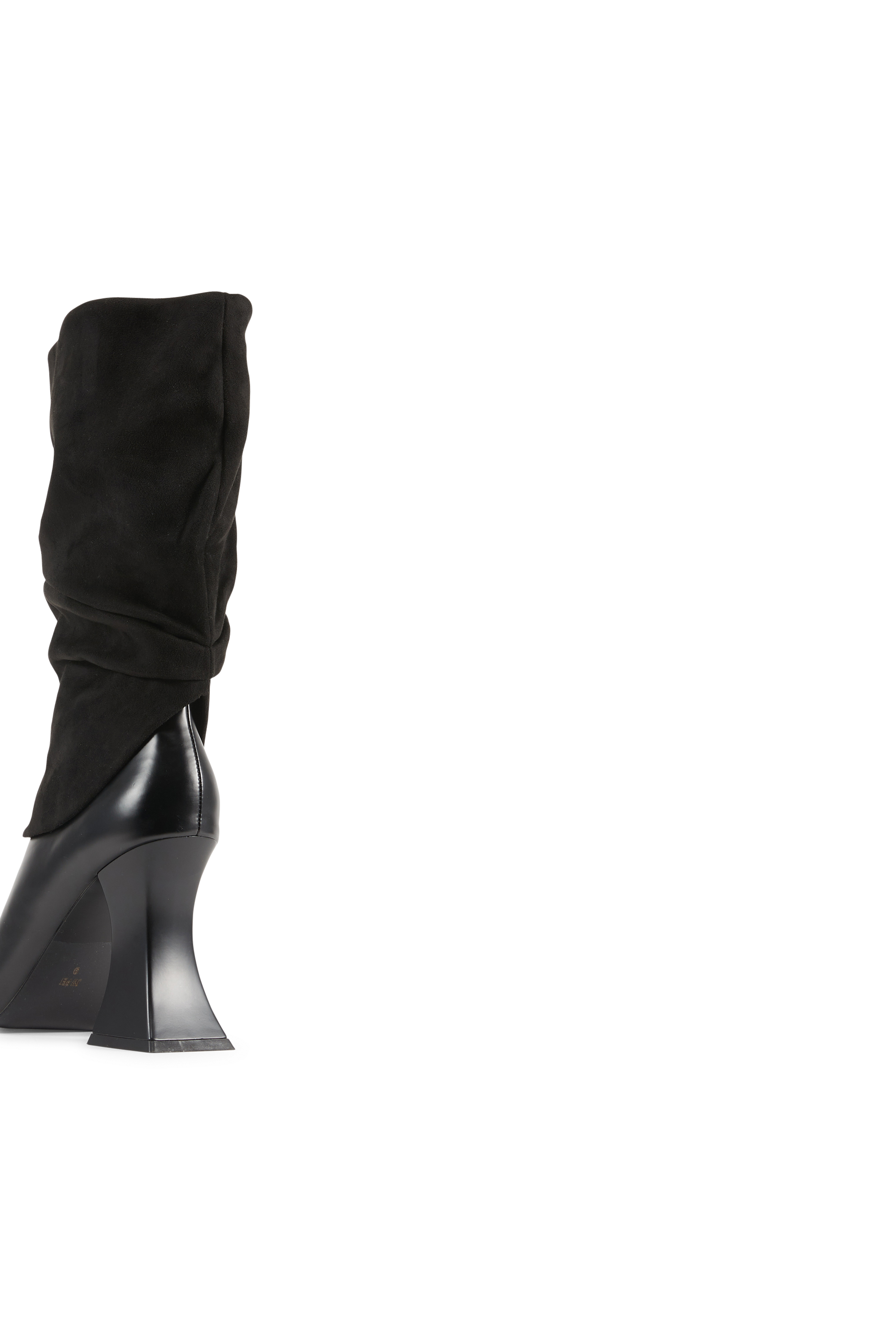 Heeled leather mid-calf boots Black