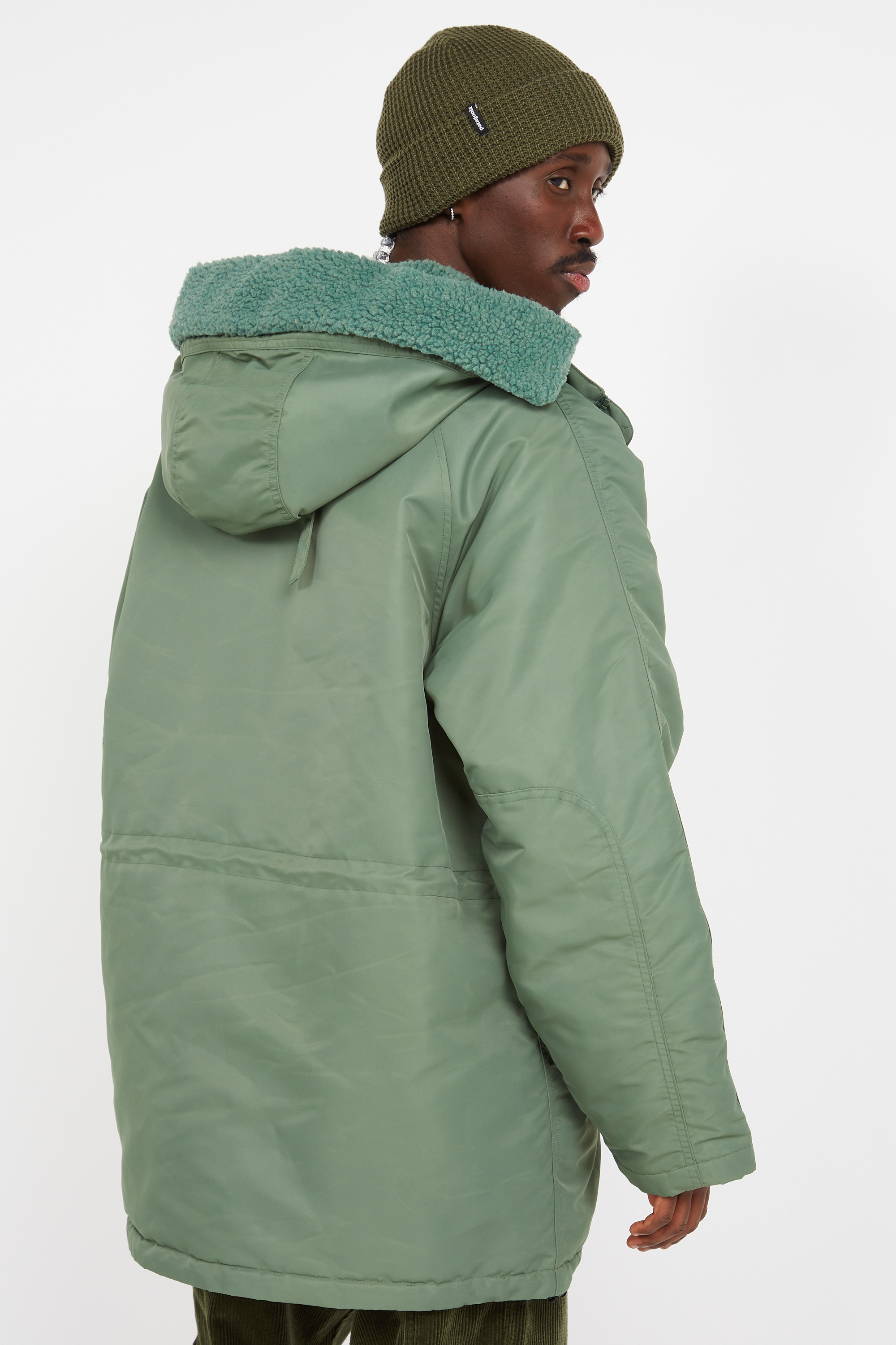 Lightweight quilted padded jacket with high neck Green