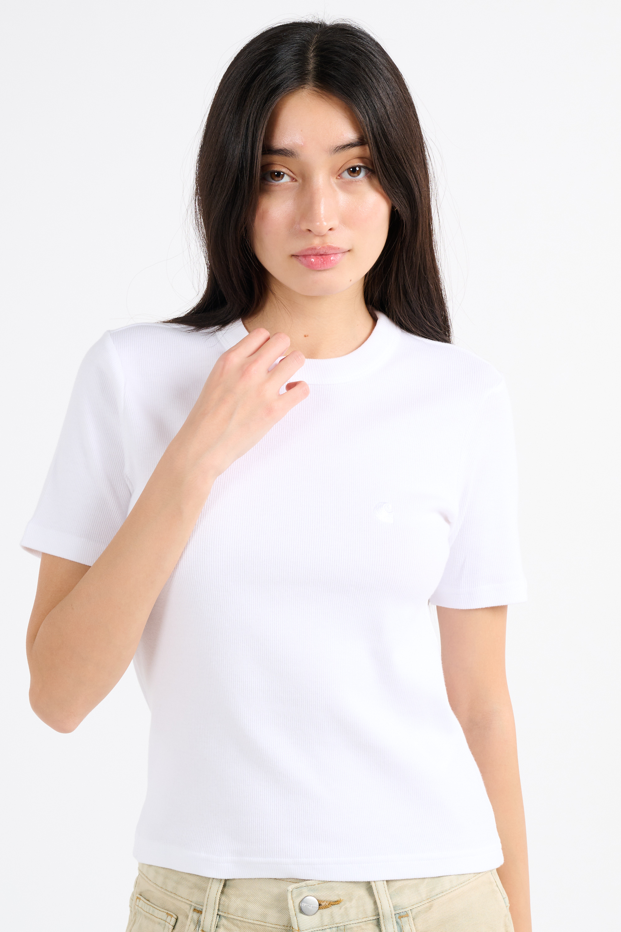 Regular-fit round-neck cotton T-shirt White