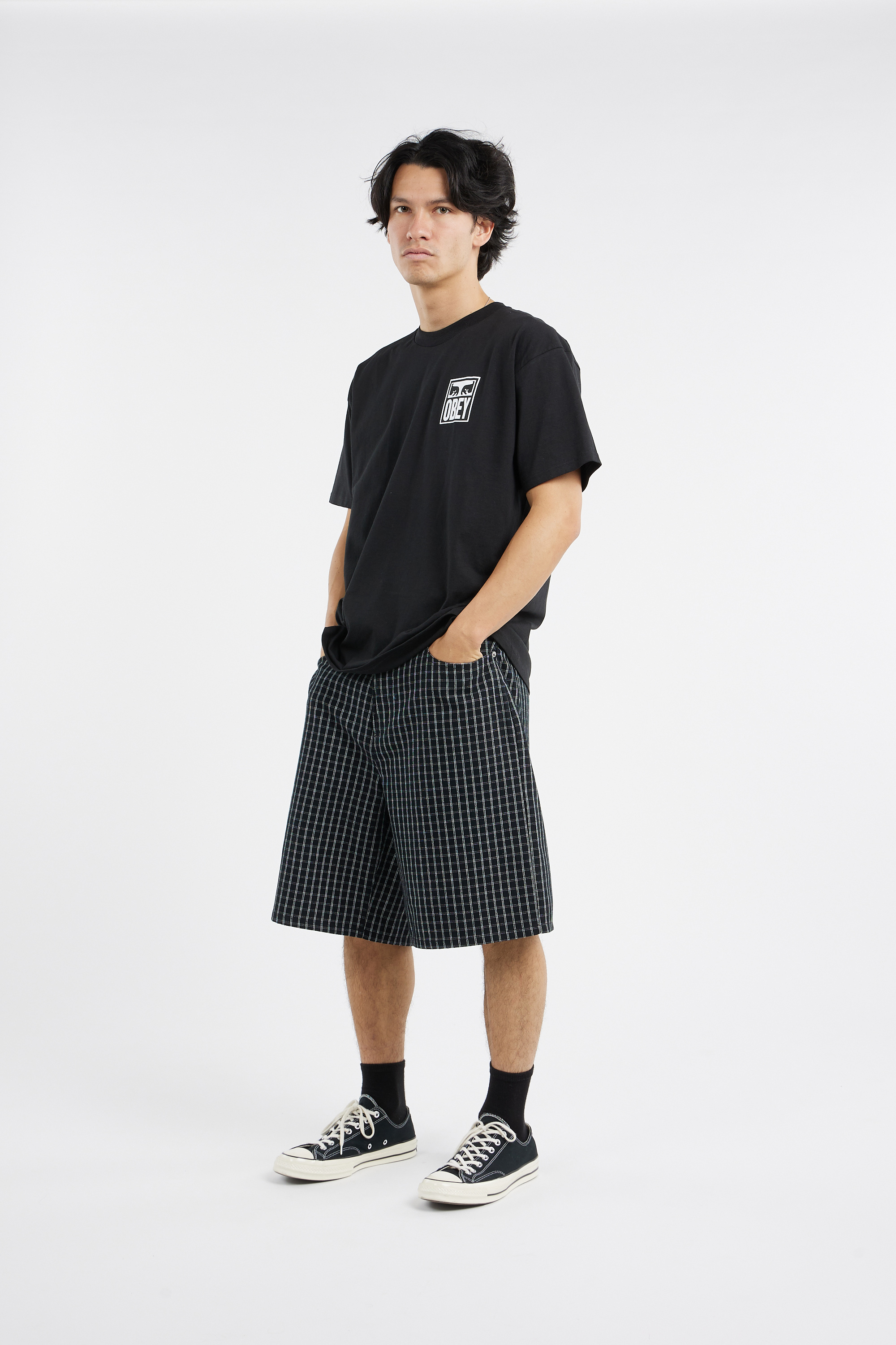 Regular-fit round-neck cotton T-shirt Black