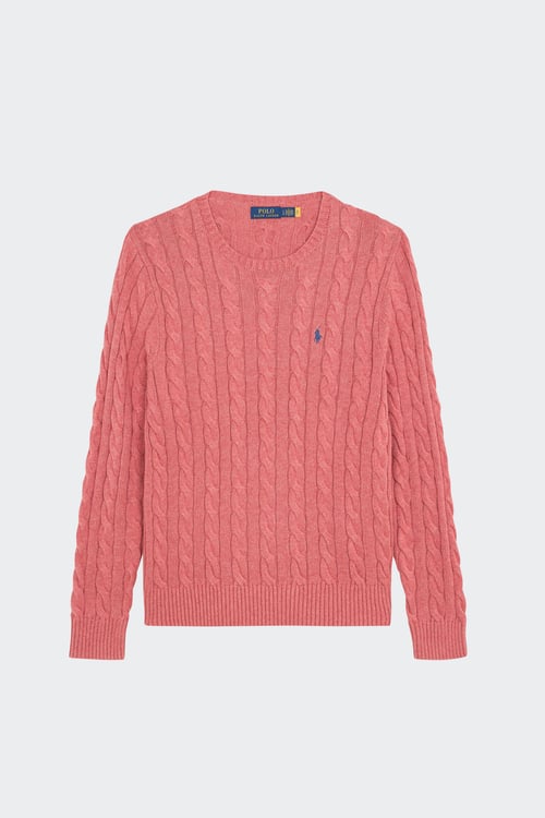 Polo - Pull droit col rond en coton - Taille L Rouge