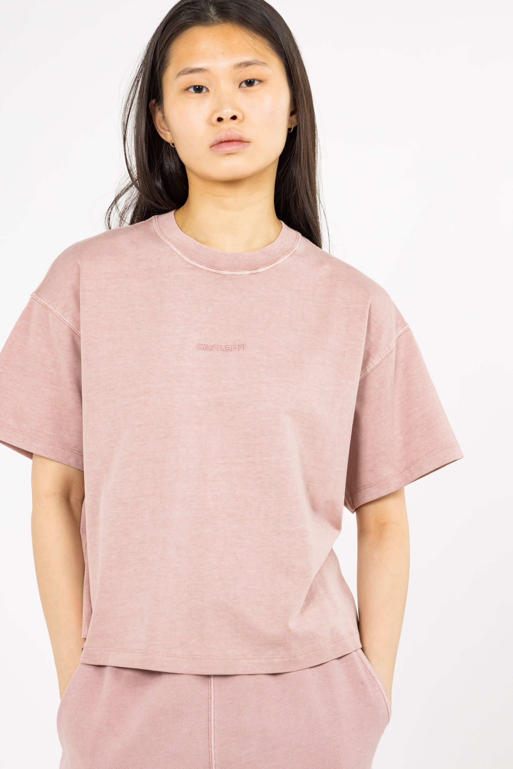 Regular-fit round-neck cotton T-shirt Pink
