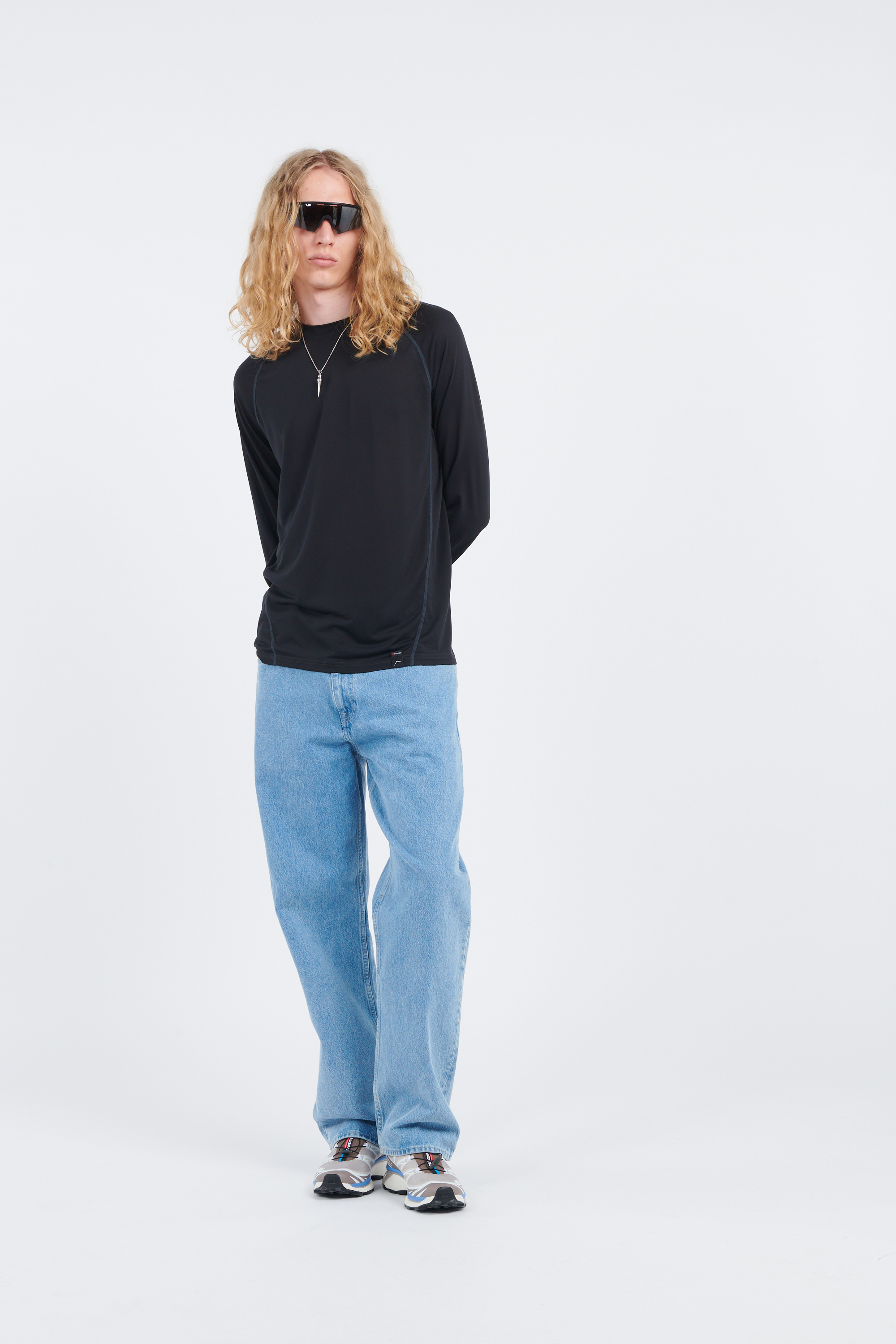 Regular-fit round-neck cotton T-shirt Black