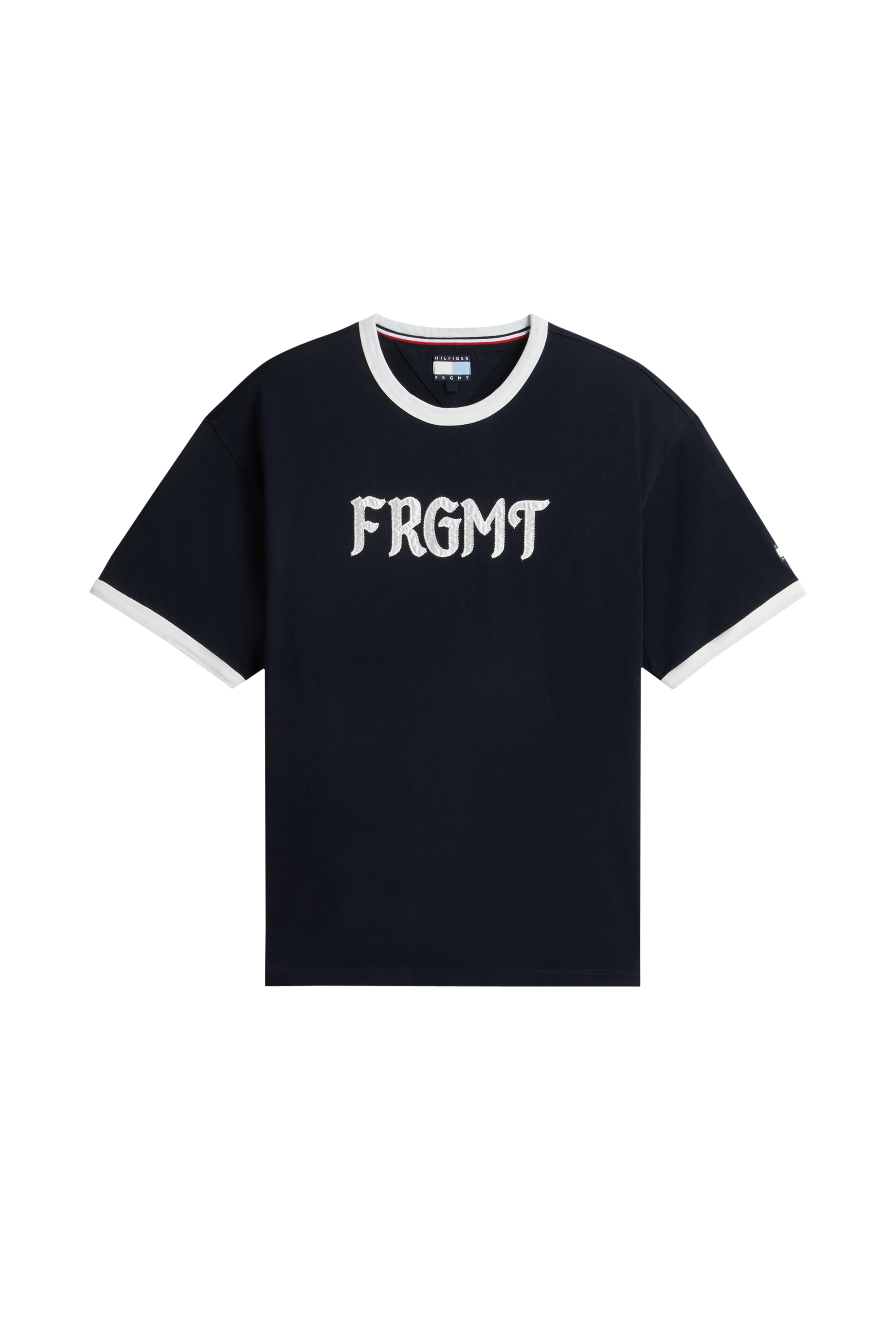 Regular-fit round-neck cotton T-shirt FRAGMENT LOGO RINGER Navy blue