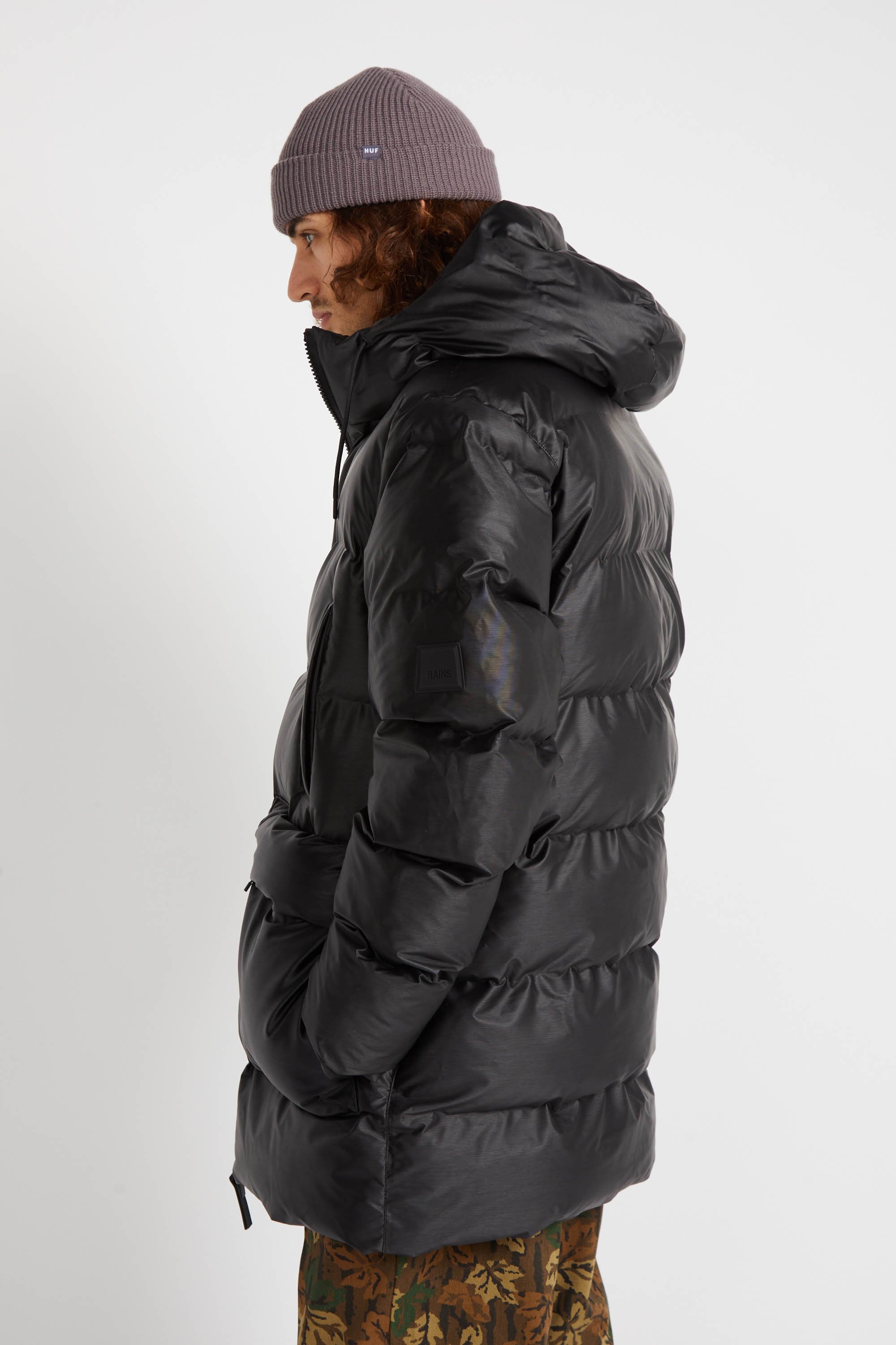Lightweight quilted padded jacket with high neck Black