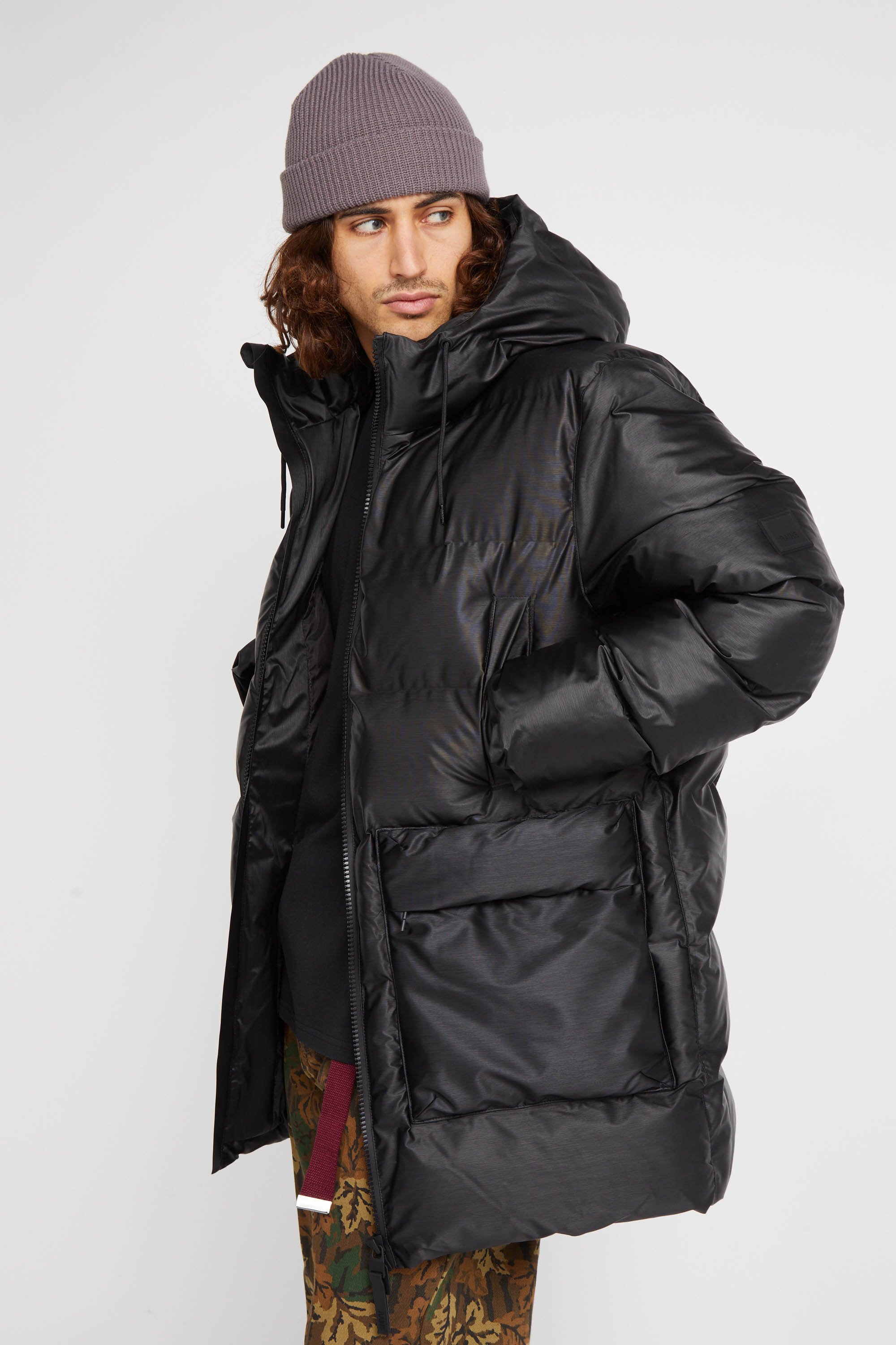 Lightweight quilted padded jacket with high neck Black