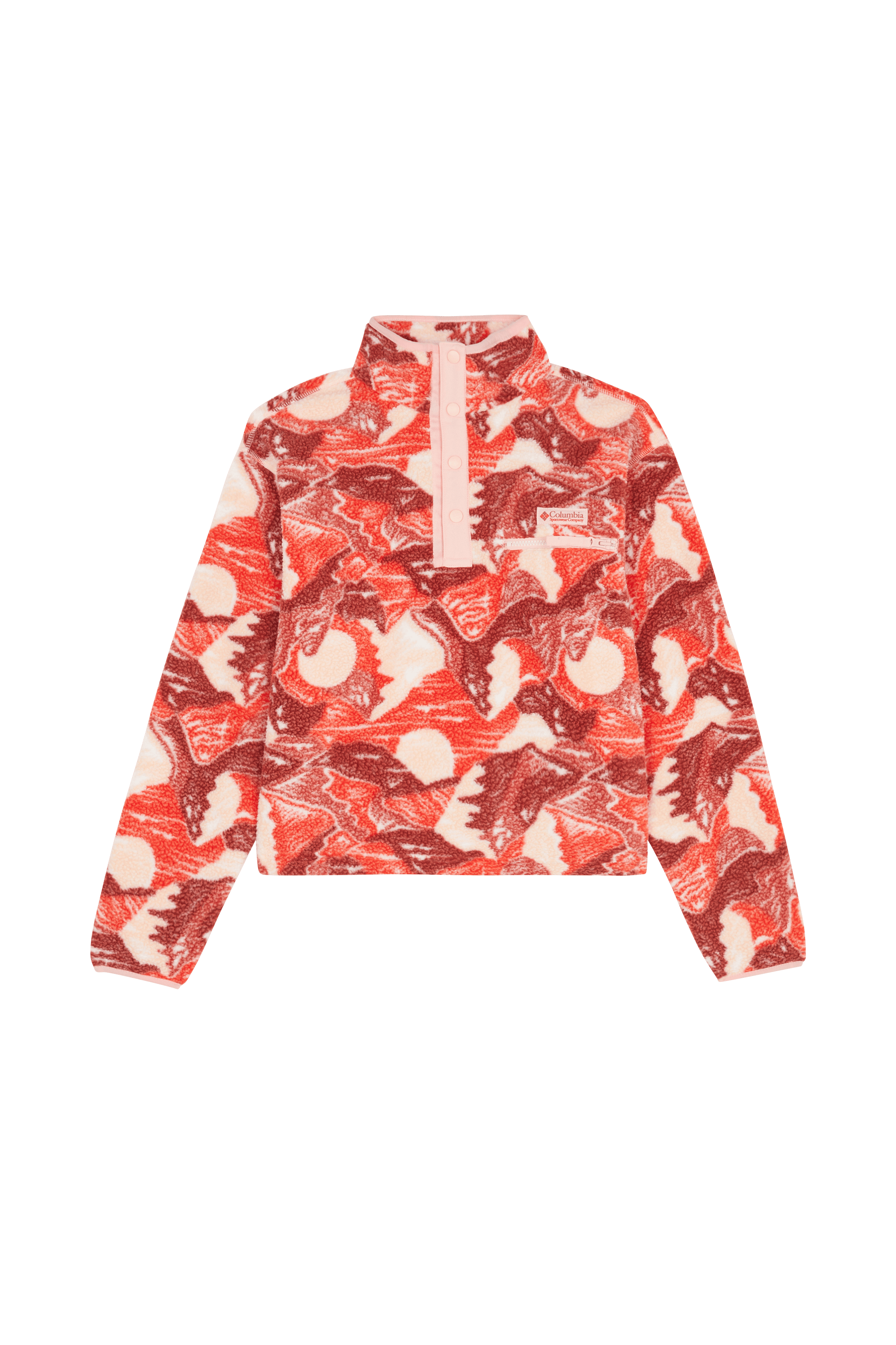 Polaire HELVETIA II PRINTED CROPPED HALF SNAP Poppy red, suns
