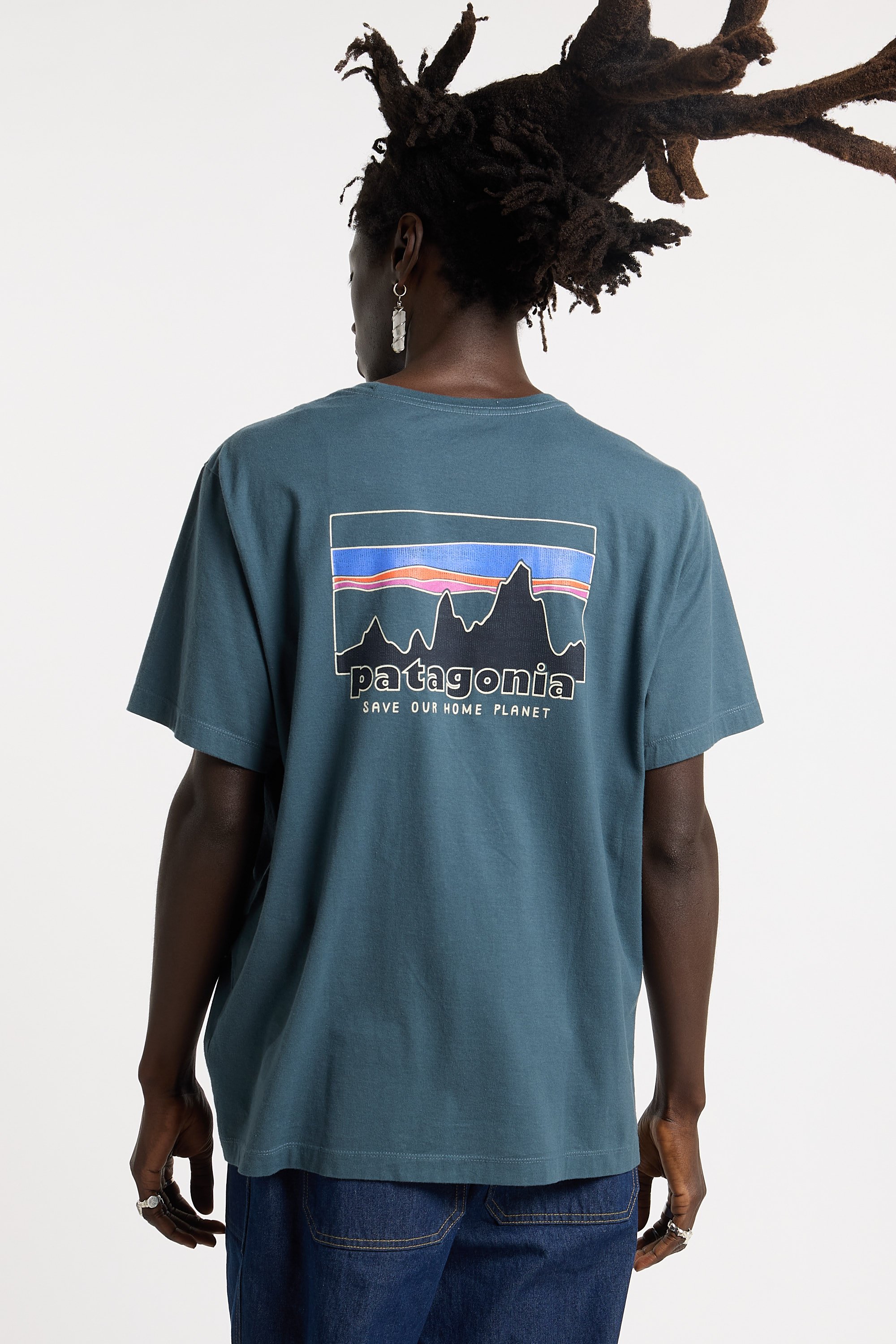 Regular-fit round-neck cotton T-shirt | Blue PATAGONIA Men
