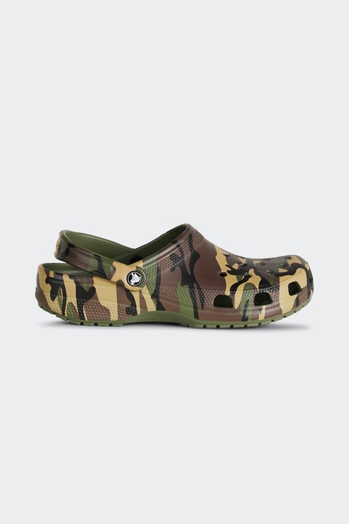 CROCS Flat furry sheepskin sandals Khaki