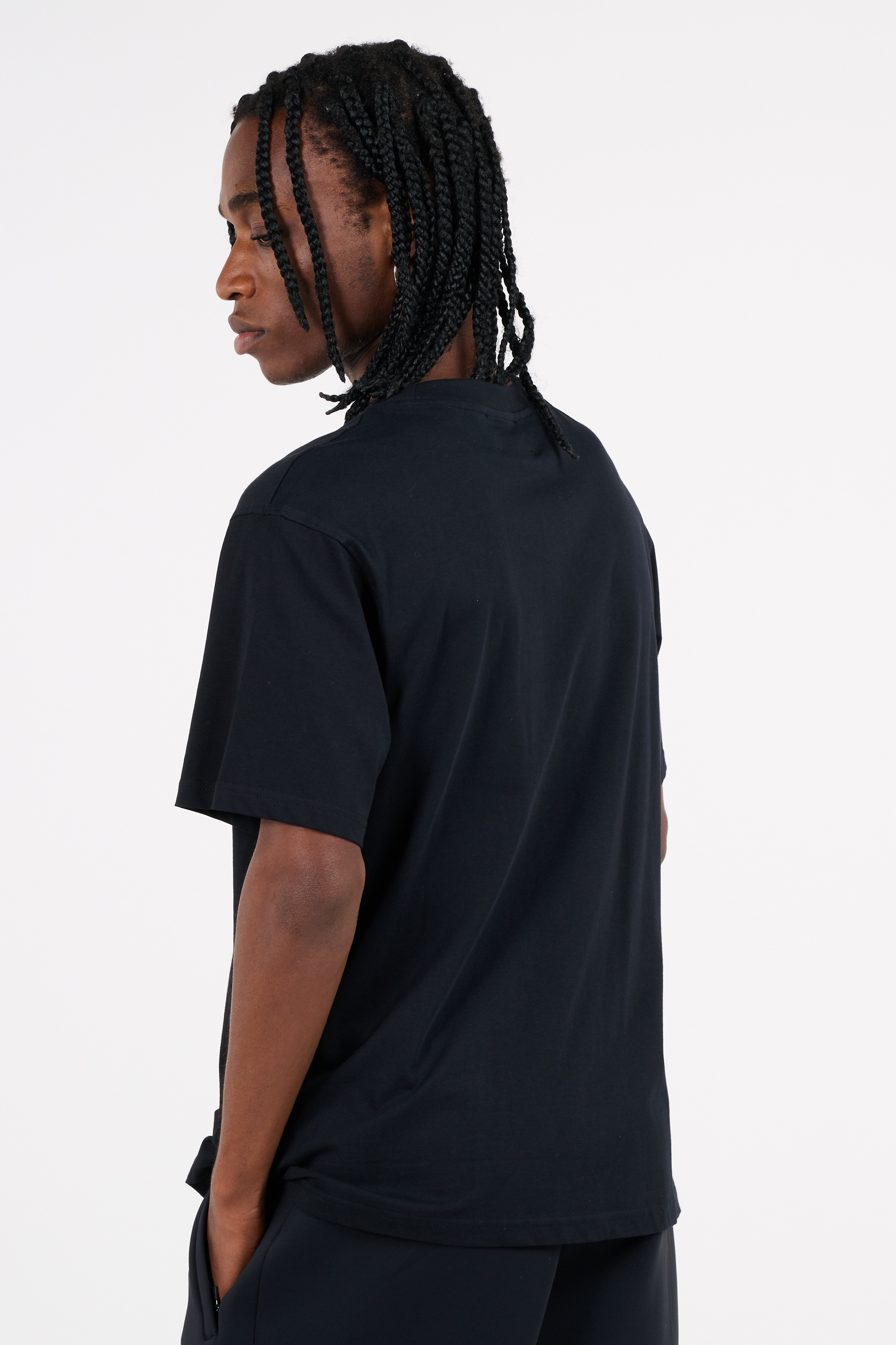 Regular-fit round-neck cotton T-shirt Black
