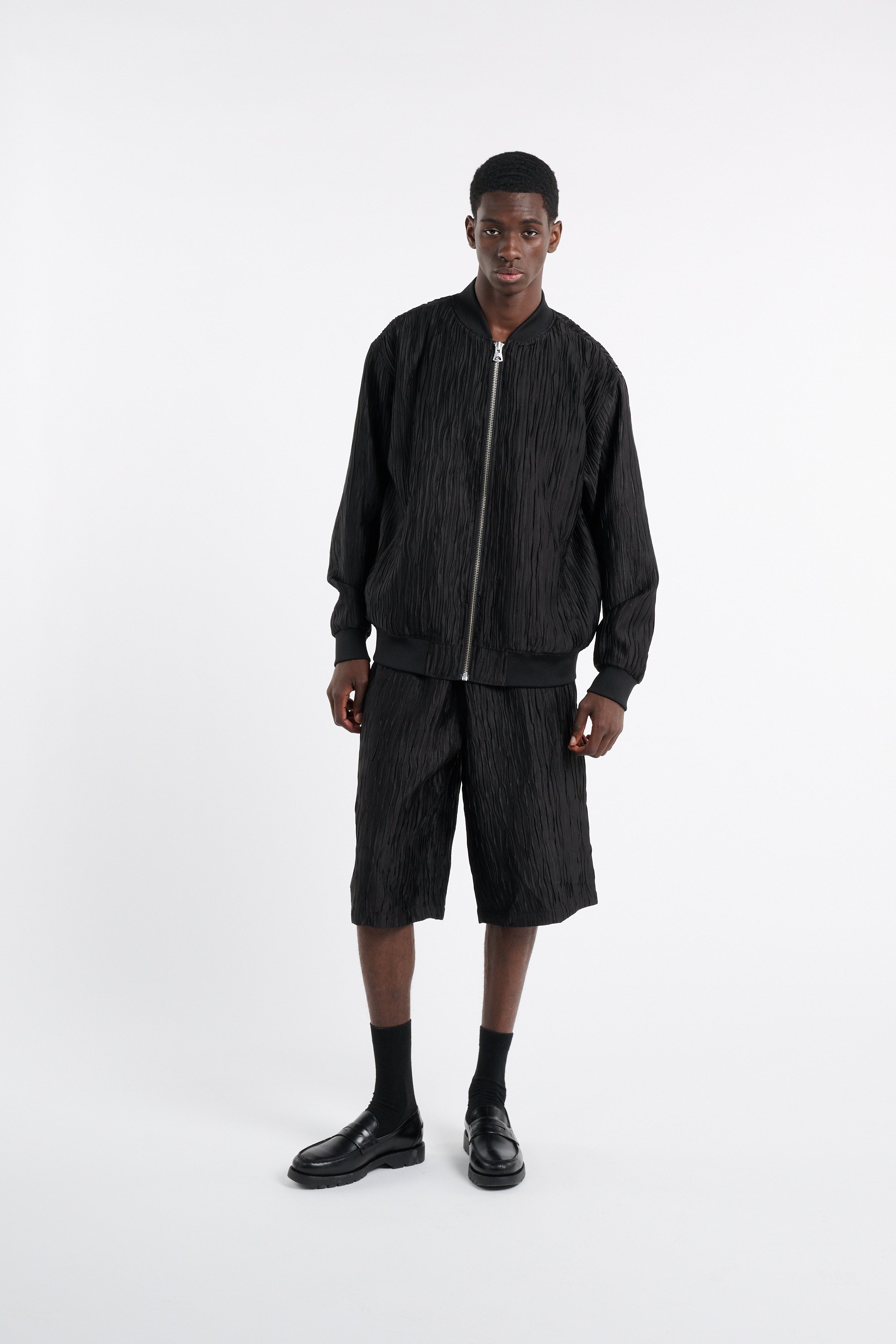 Veste oversize plissée Noir
