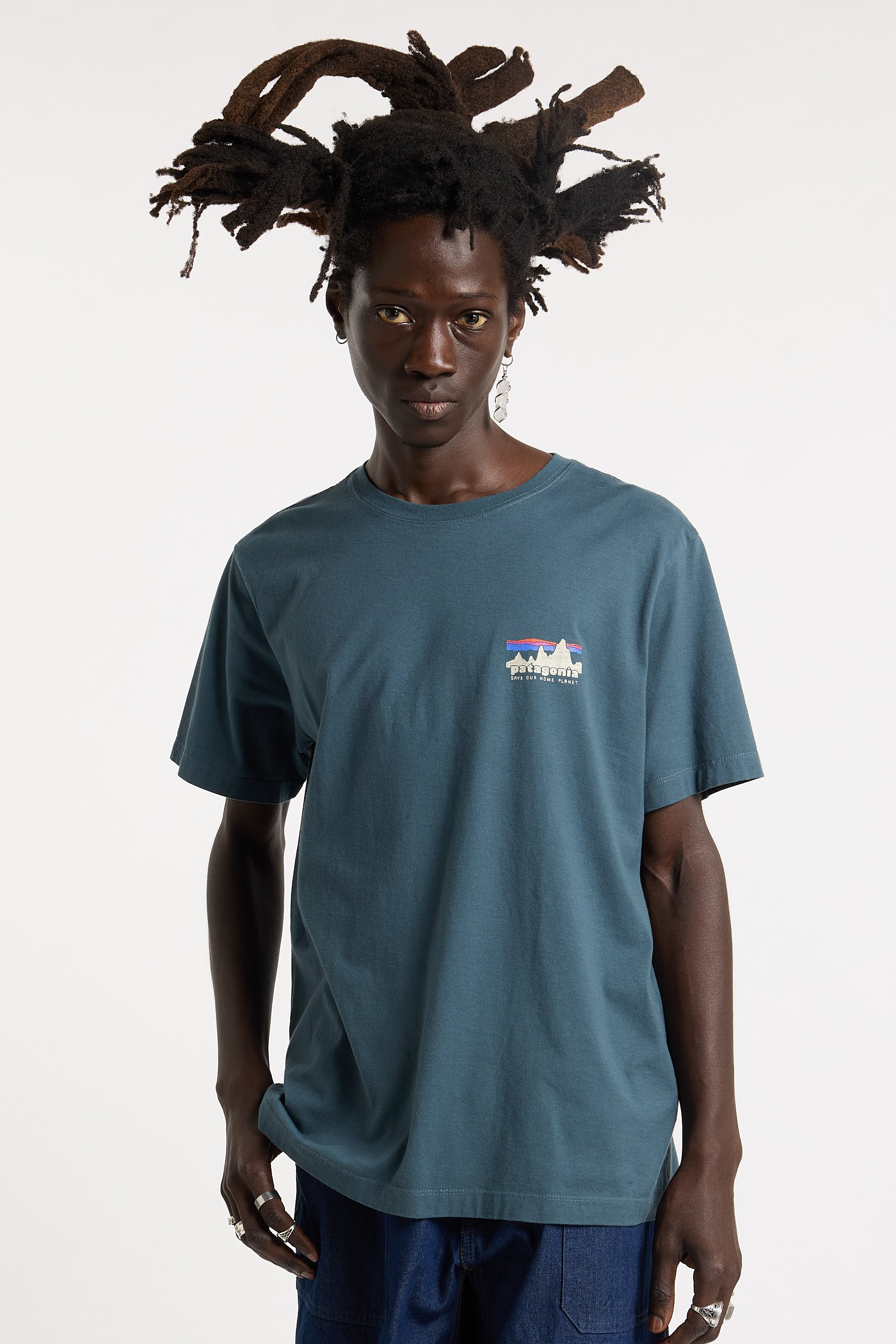 Regular-fit round-neck cotton T-shirt | Blue PATAGONIA Men