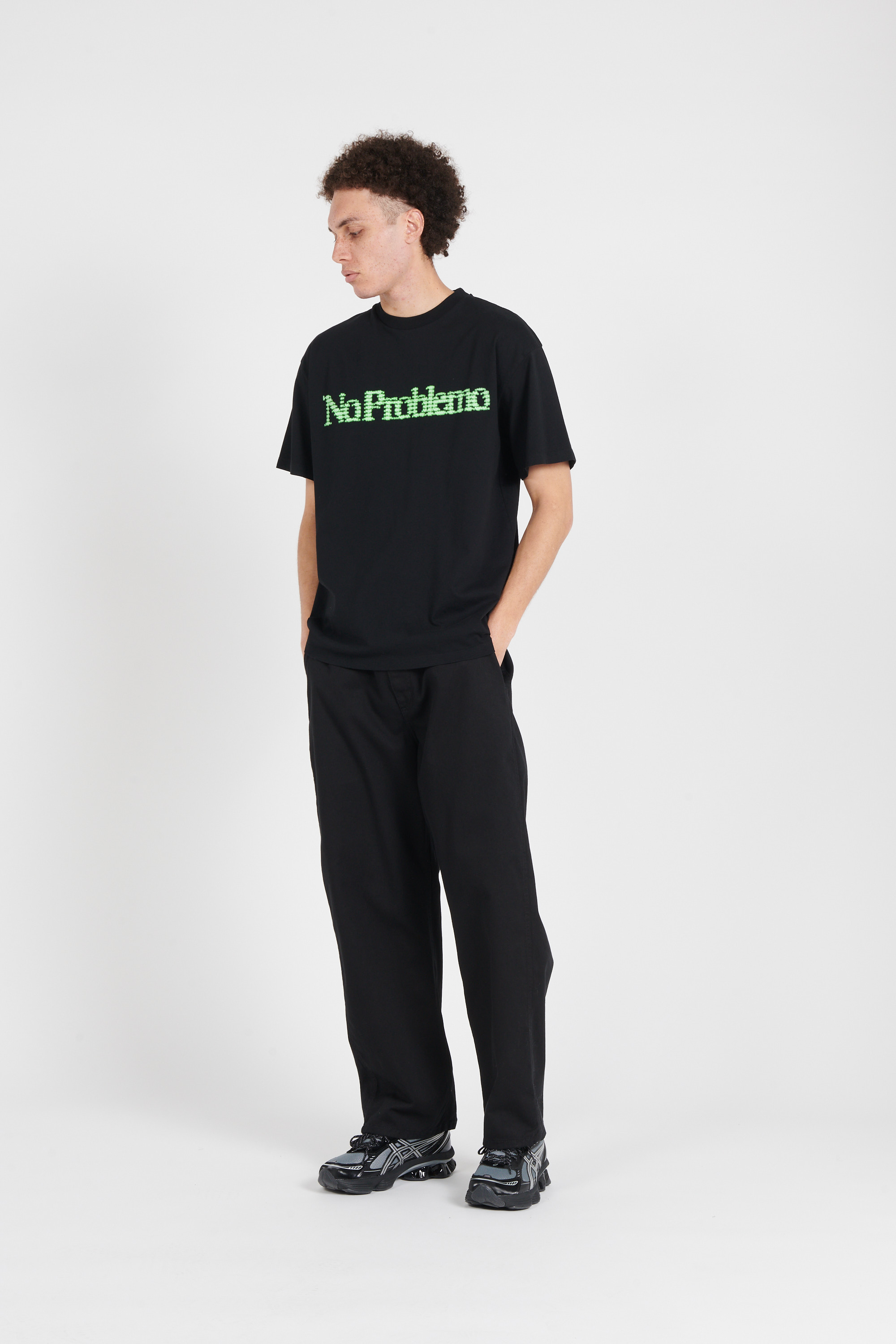 Regular-fit round-neck cotton T-shirt Black