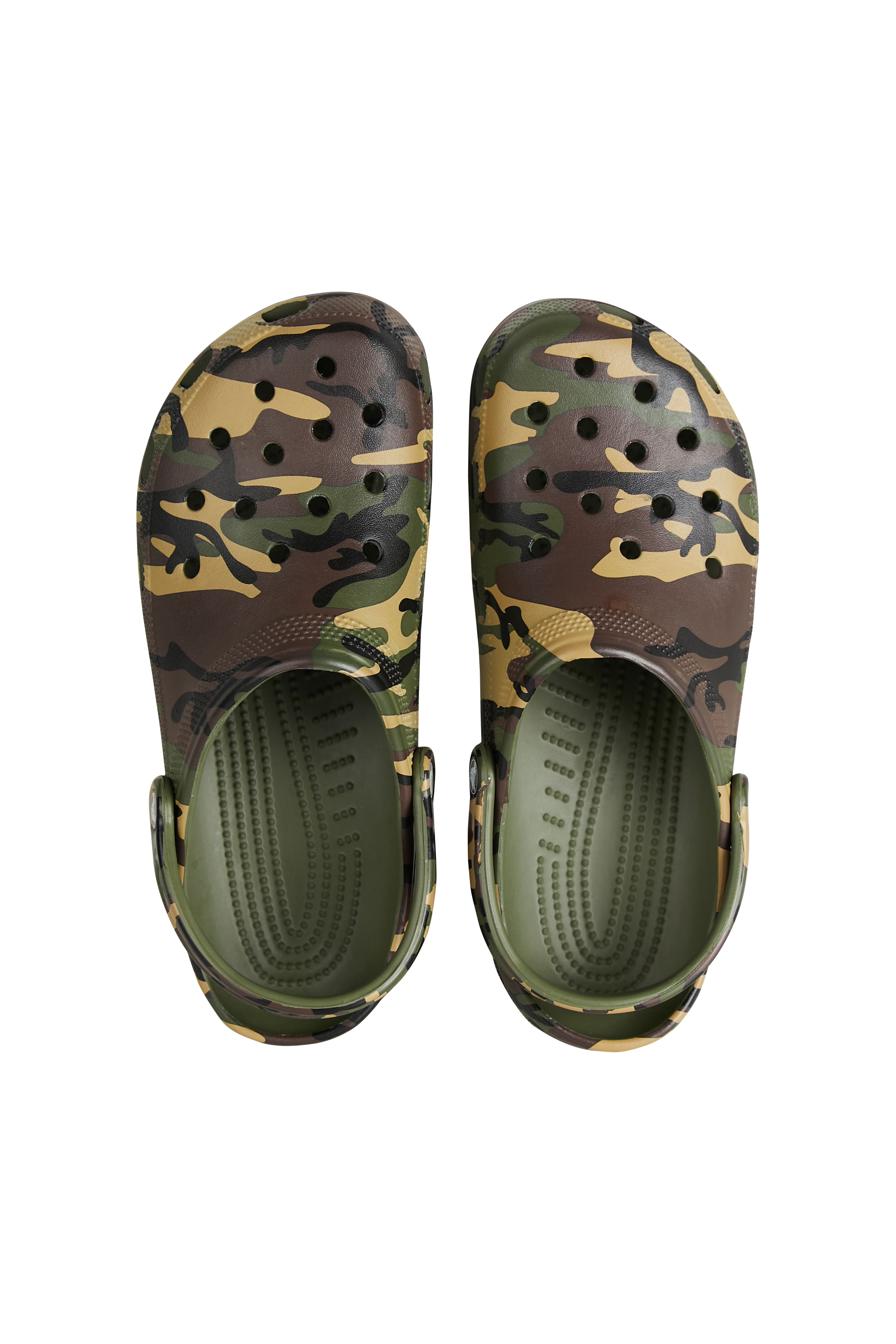 Flat furry sheepskin sandals CROCS Khaki