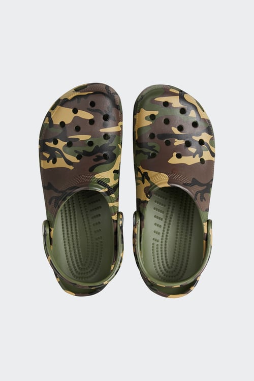 CROCS Flat furry sheepskin sandals Khaki