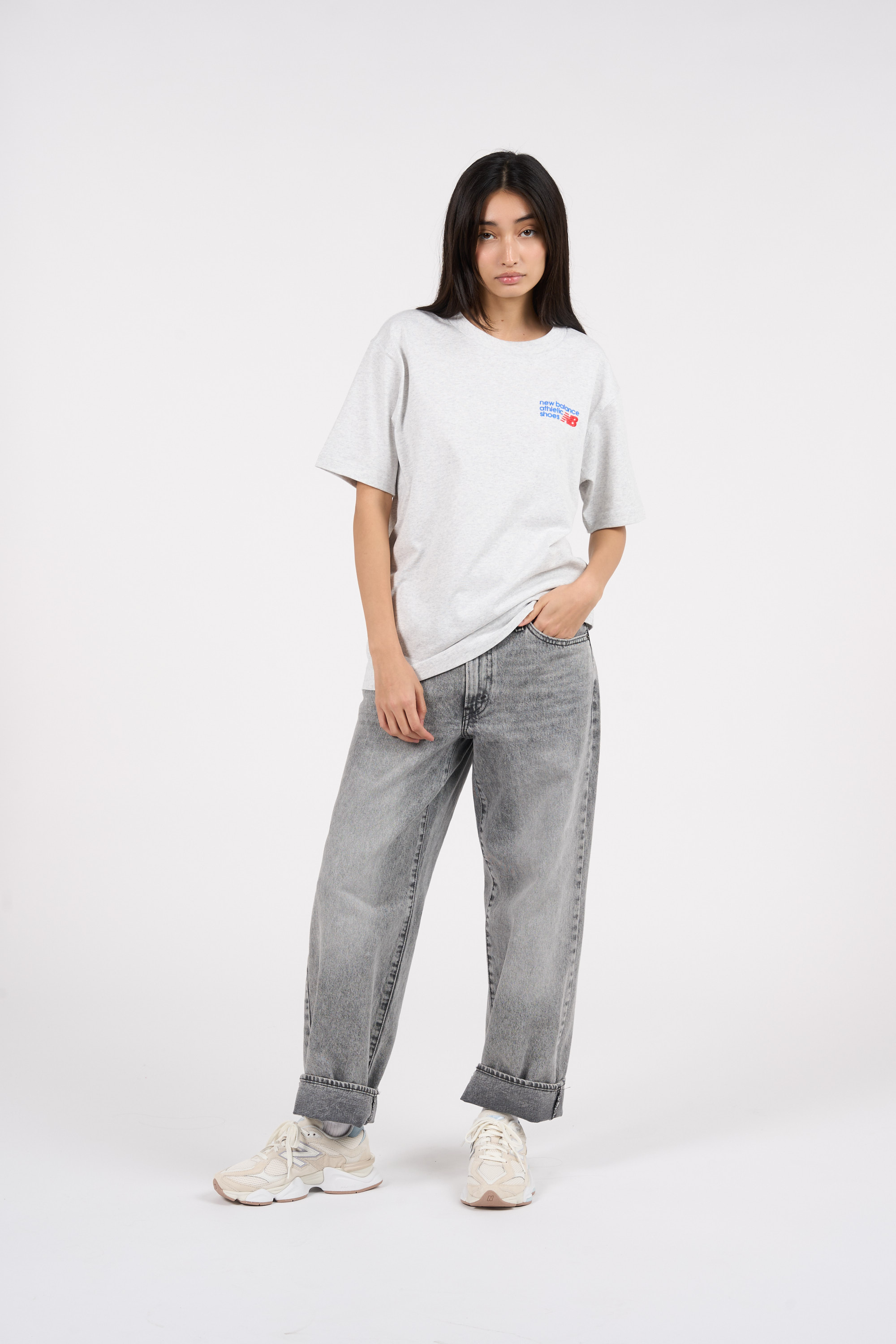 Regular-fit round-neck cotton T-shirt Grey