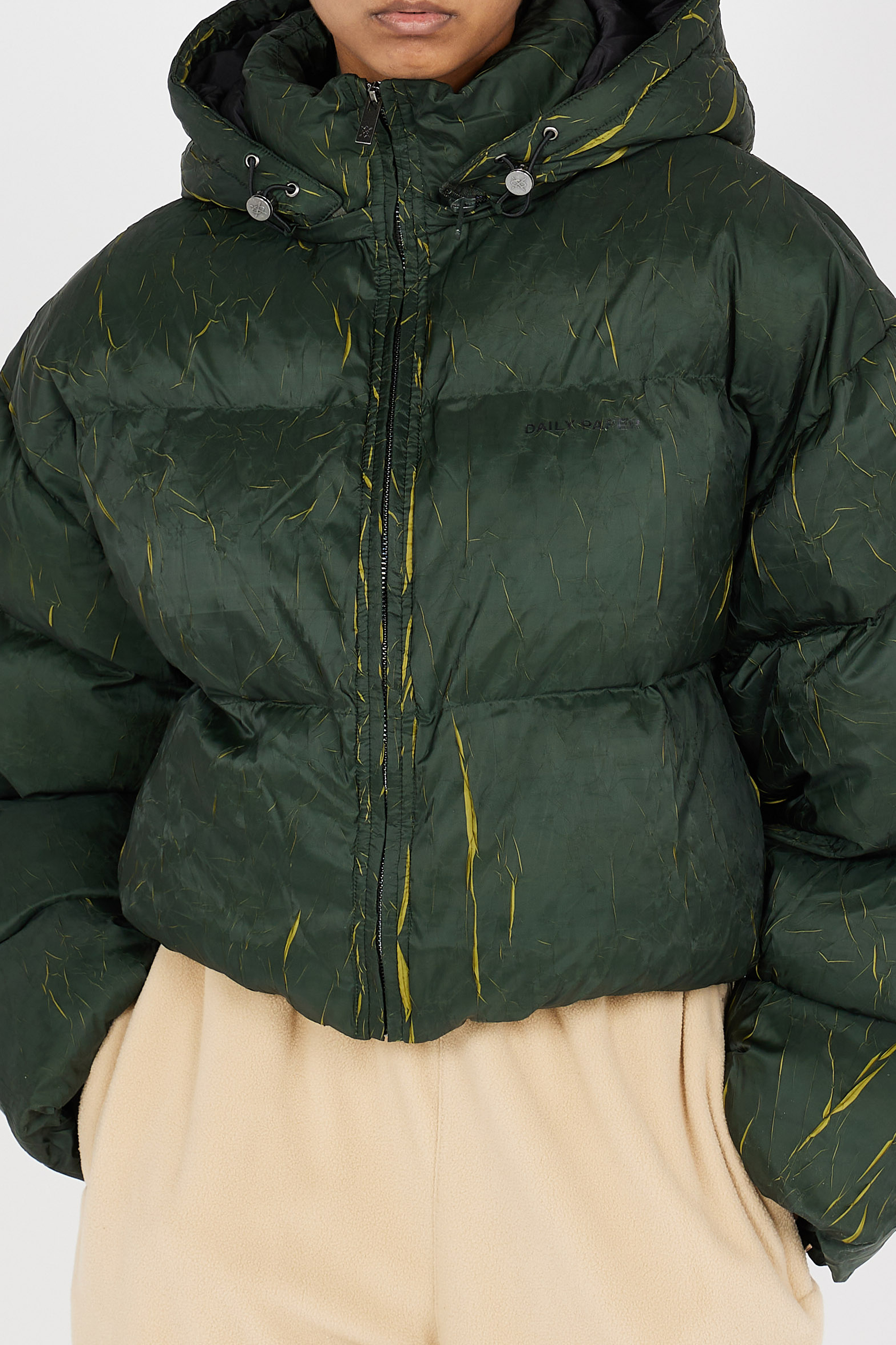 Lightweight quilted padded jacket with high neck | Green DAILY PAPER Women
