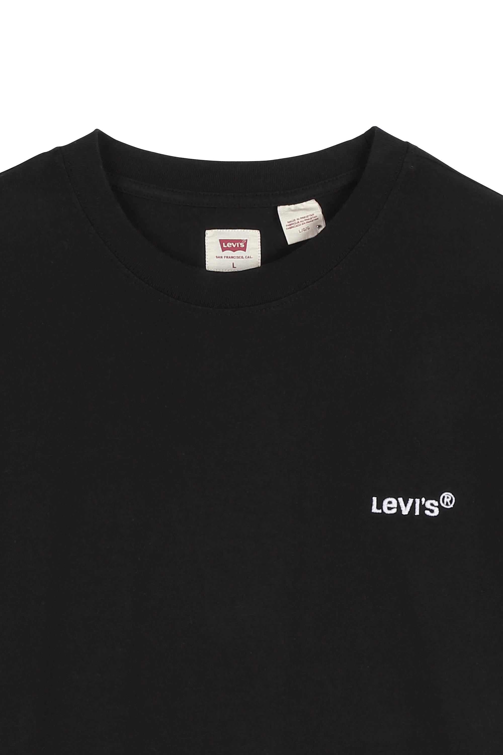 Round-neck cotton T-shirt with embroidered logo Black