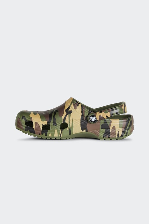 CROCS Flat furry sheepskin sandals Khaki