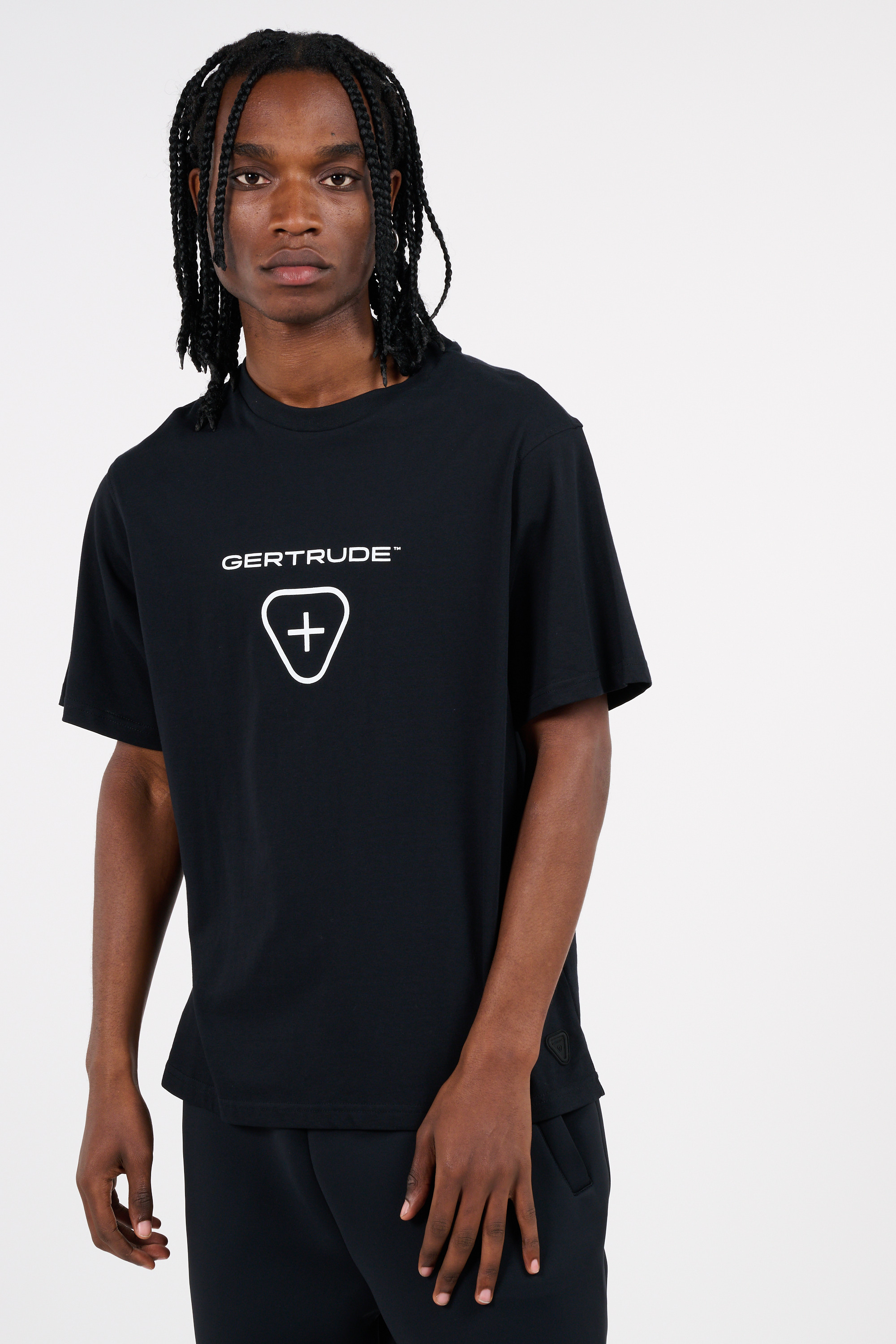 Regular-fit round-neck cotton T-shirt Black